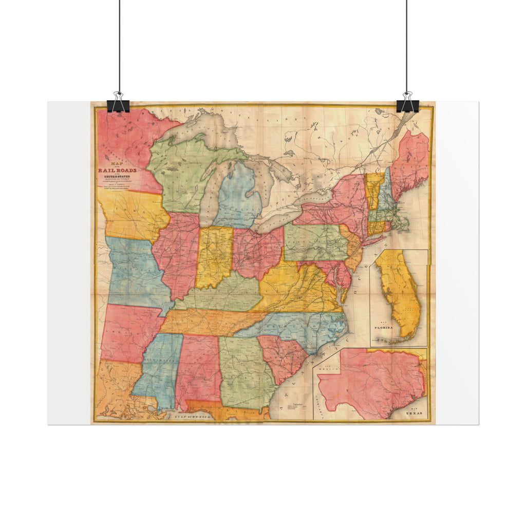 United States of America Historic Map (c. 1852) Rolled Poster | Vintage Map Wall Art