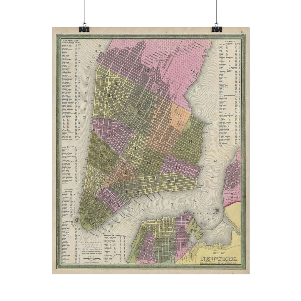 New York City (c. 1846) Historic City Map Rolled Poster | Vintage Map Wall Art