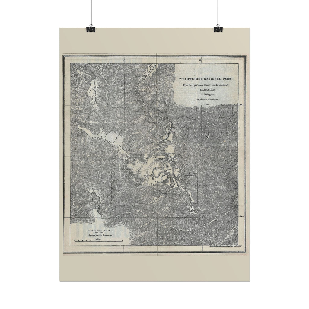Yellowstone Geologic Survey (c. 1871) Historic Map Rolled Poster | Antique Map Wall Art