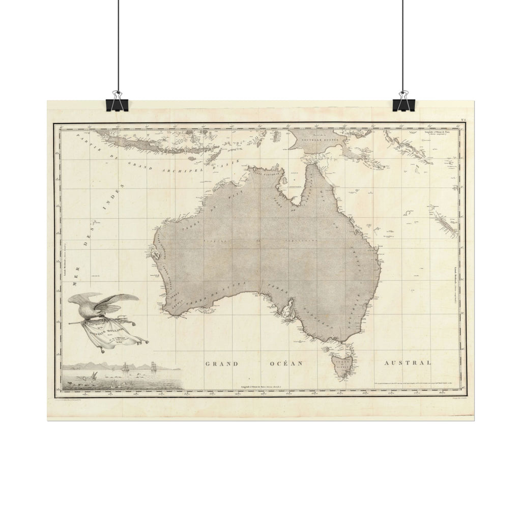 Australia Historic Map (c. 1811) Rolled Poster | Vintage Map Wall Art