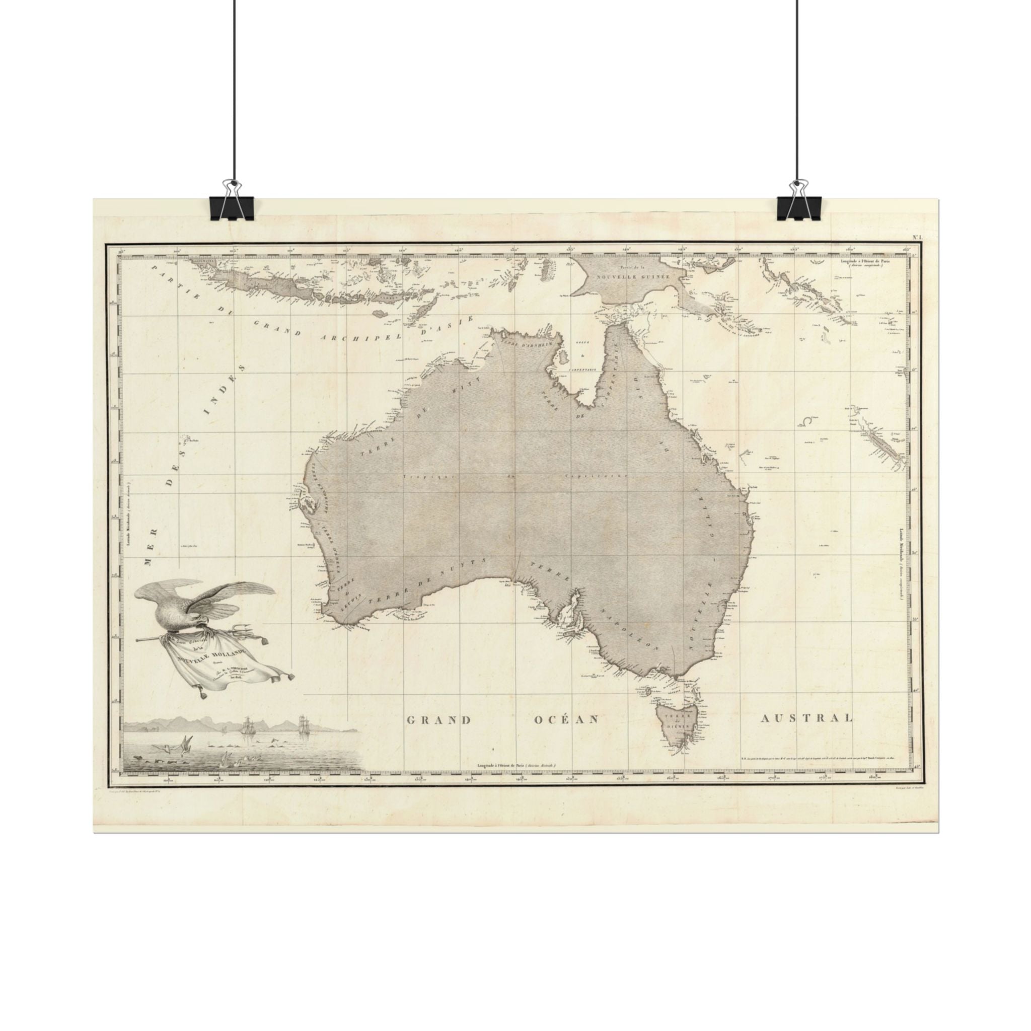 Australia Historic Map (c. 1811) Rolled Poster | Vintage Map Wall Art