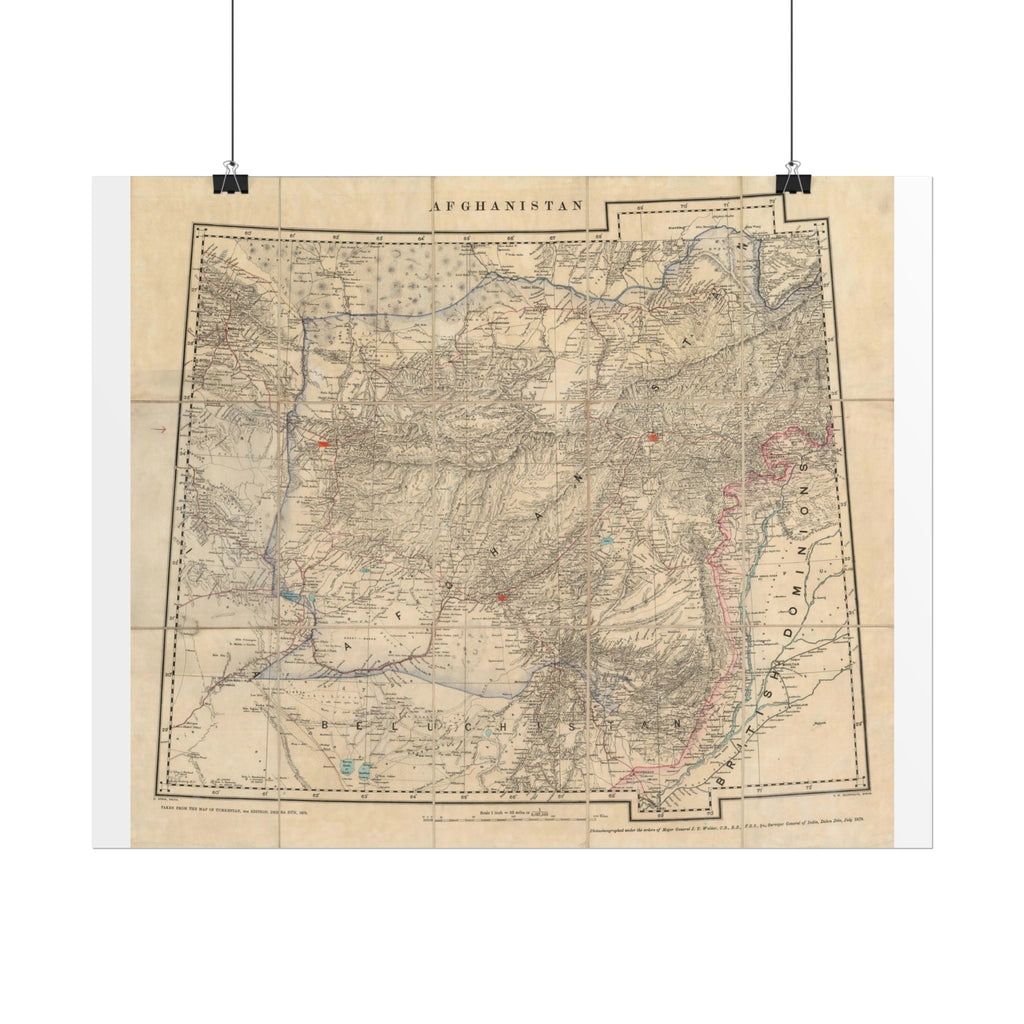 Afghanistan Antique Map (c. 1879) Rolled Poster | Vintage Map Wall Art