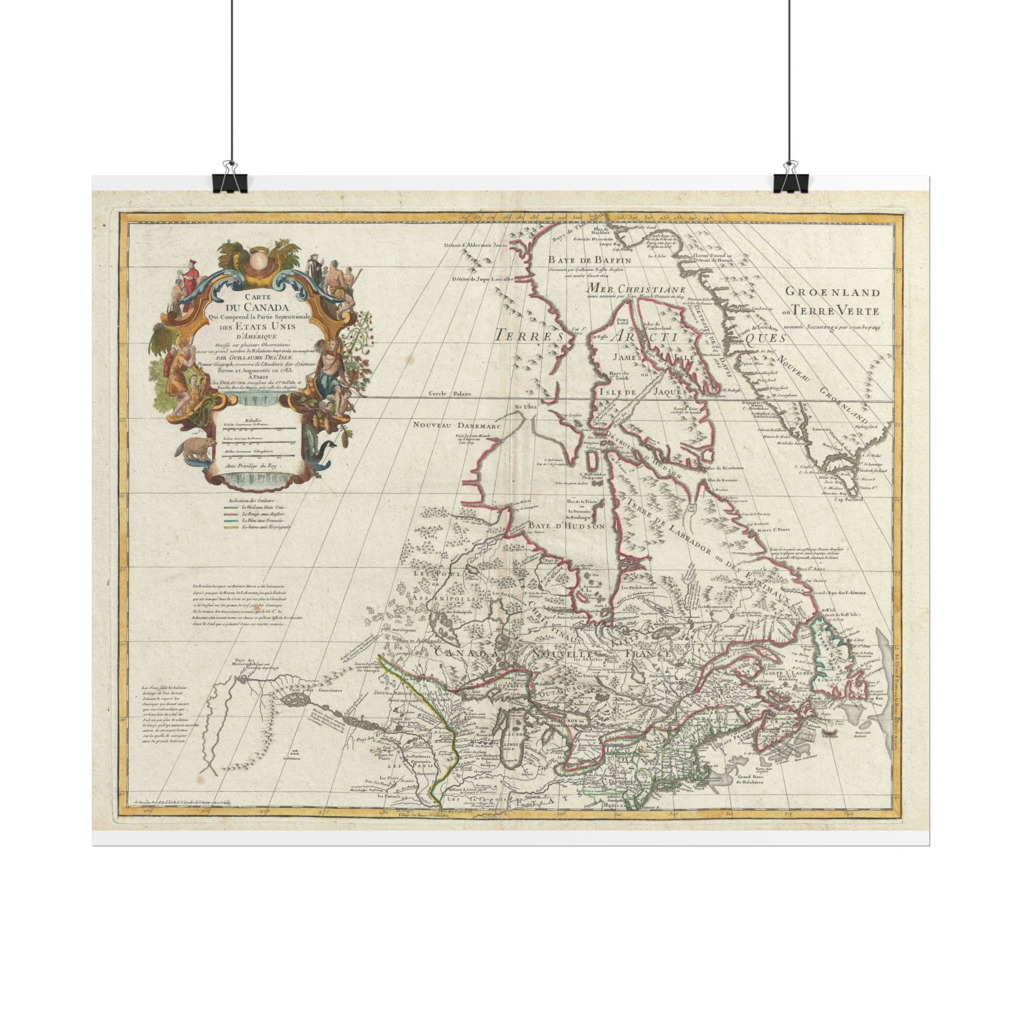 United States of America & Canada Historic Map (c. 1783) Rolled Poster | Vintage Map Wall Art
