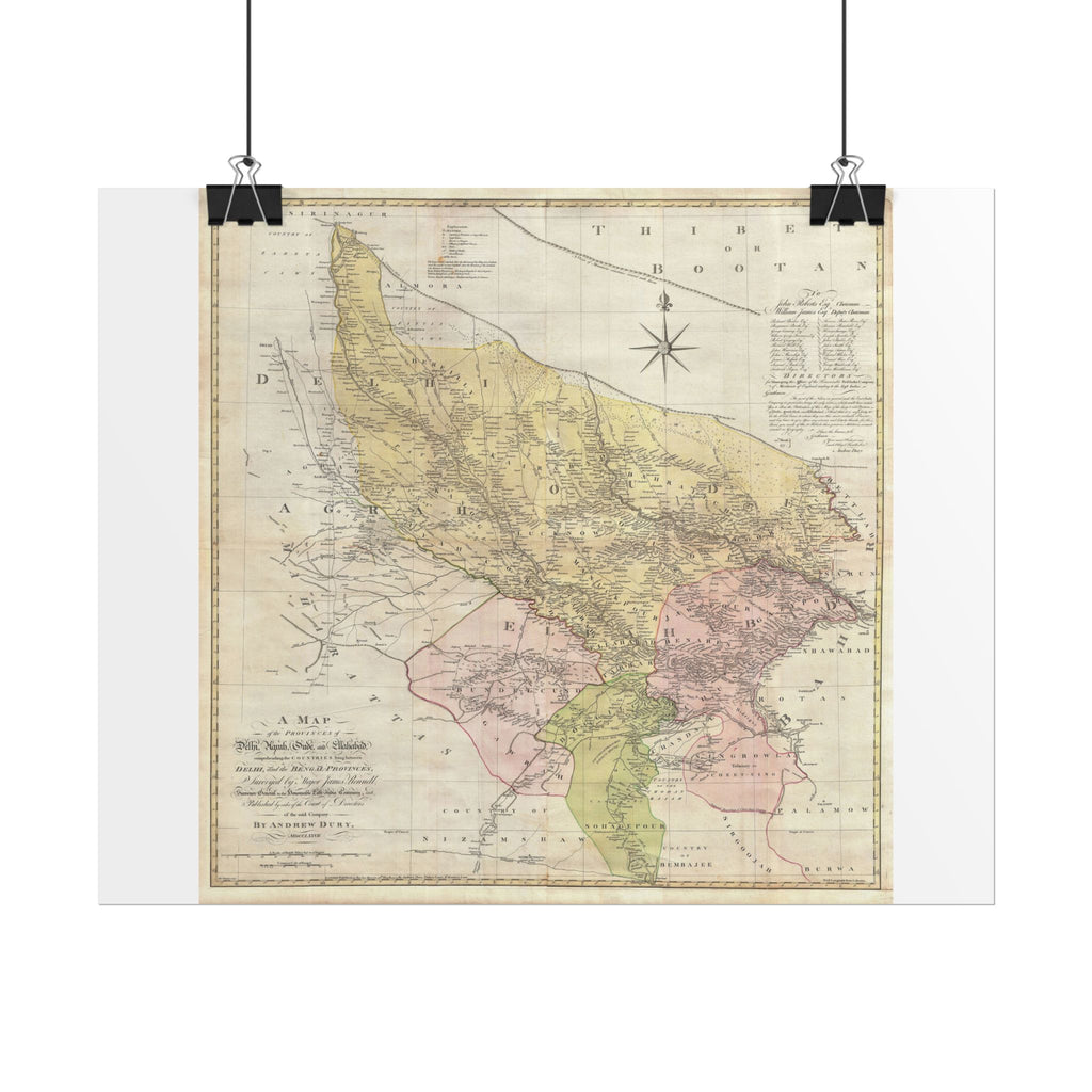 Delhi, India Historic City Map (c. 1777) Rolled Poster | Vintage Map Wall Art