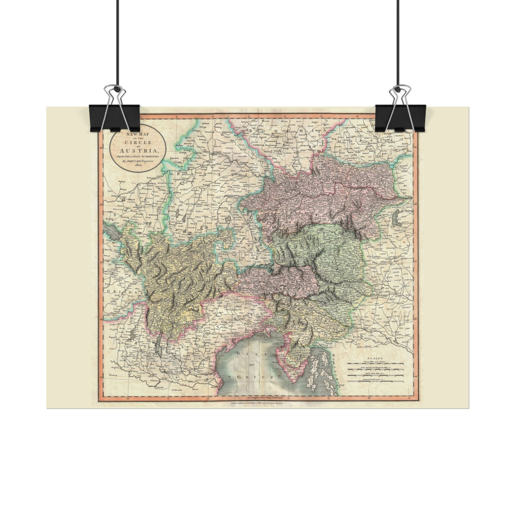 Austria Historic Map (c. 1801) Rolled Poster | Vintage Map Wall Art