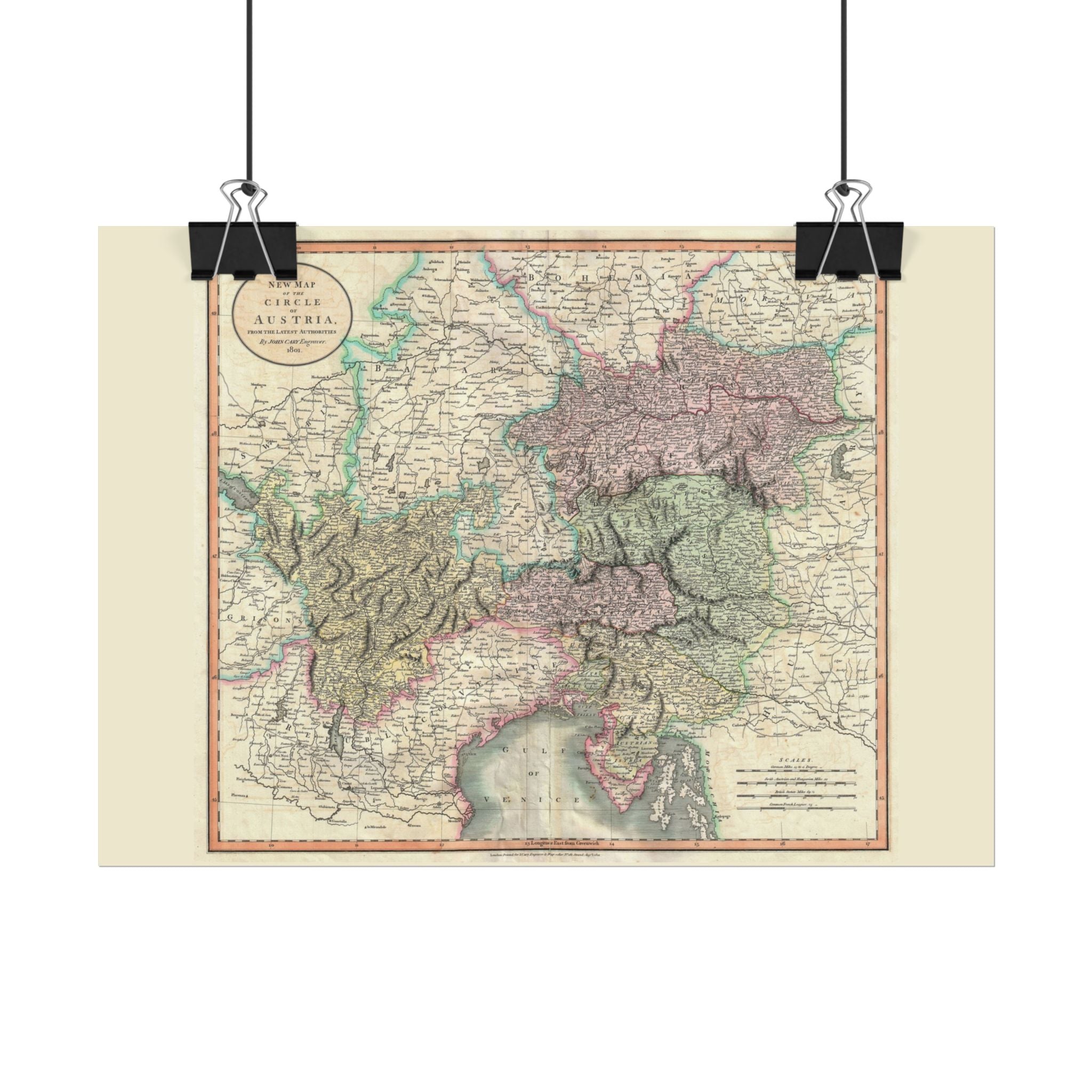 Austria Historic Map (c. 1801) Rolled Poster | Vintage Map Wall Art