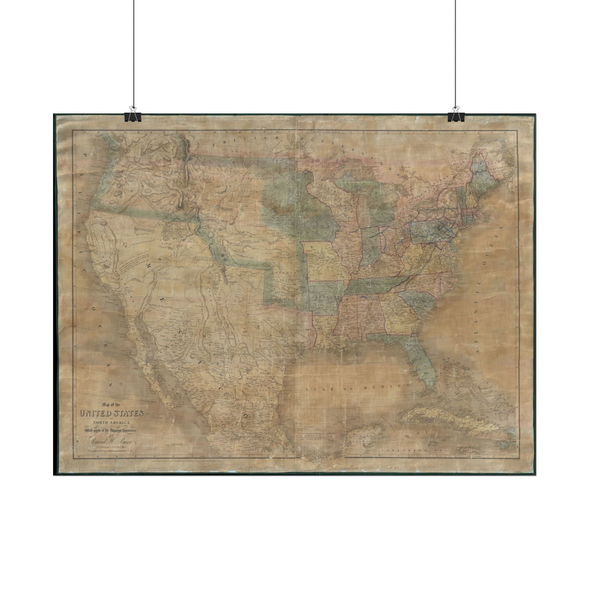 United States of America Historic Map (c. 1839) Rolled Poster | Vintage Map Wall Art
