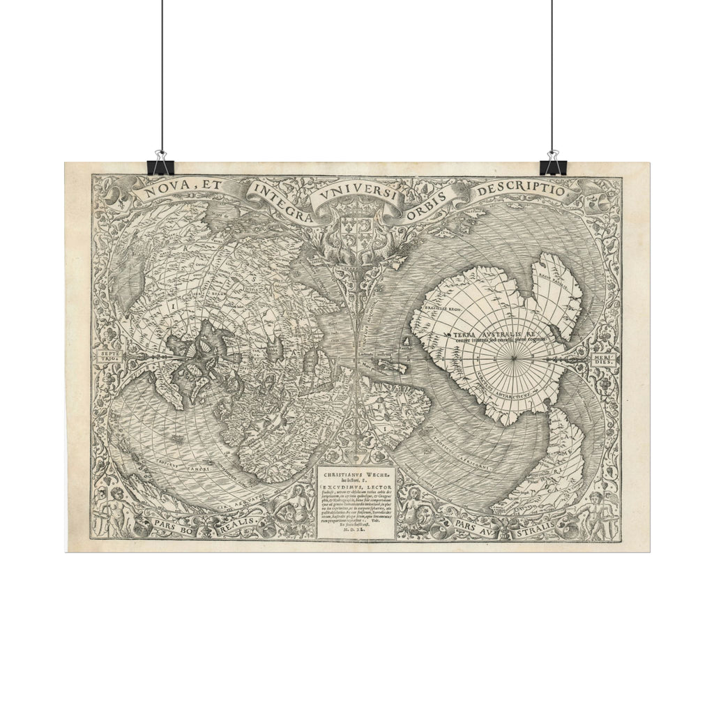World Atlas Historic Map (c. 1540) Rolled Poster | Vintage Map Wall Art