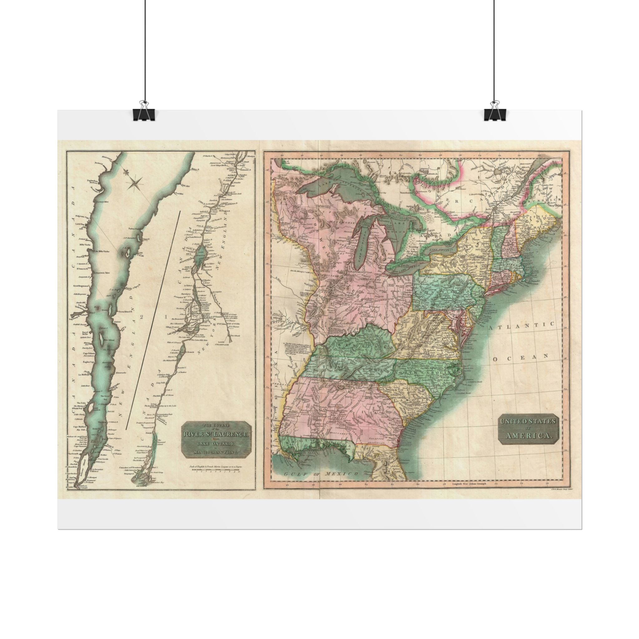 United States of America Historic Map (c. 1814) Rolled Poster | Vintage Map Wall Art