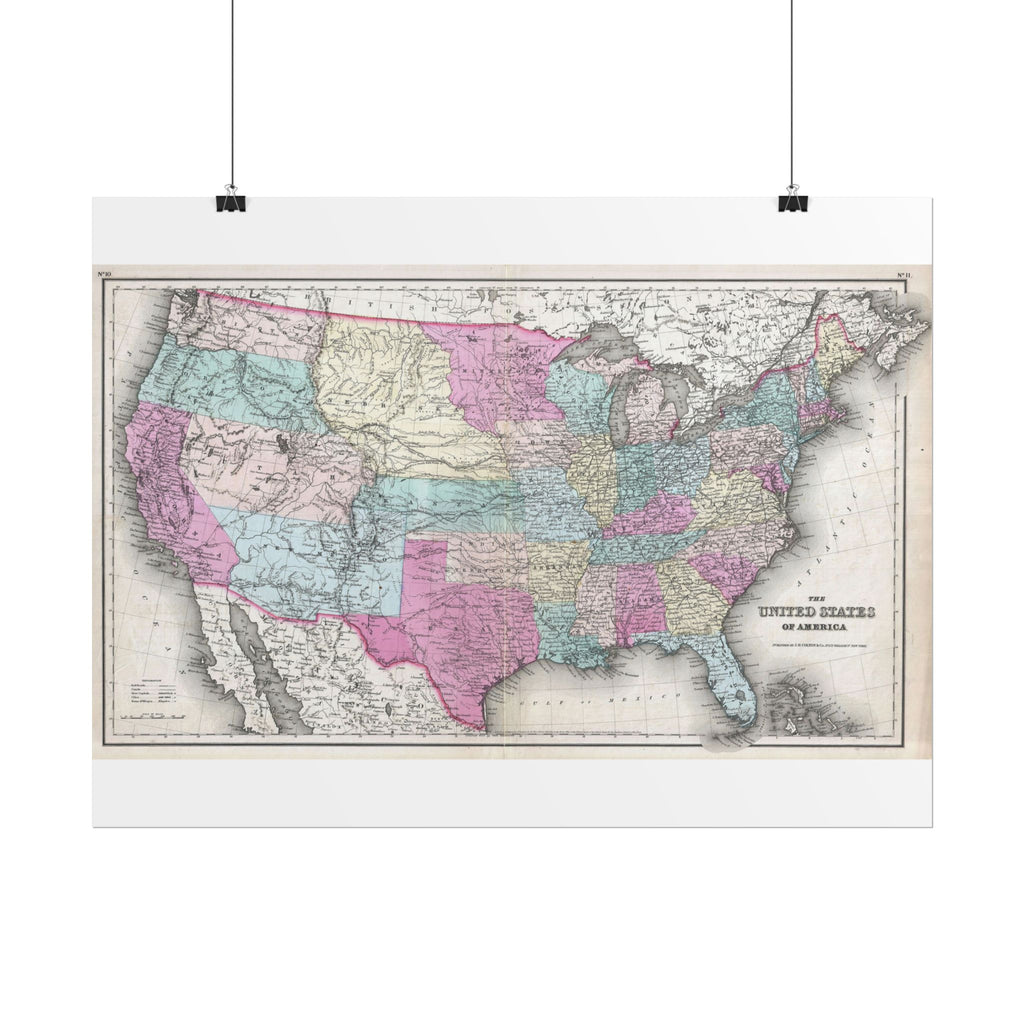 United States of America Historic Map (c. 1857) Rolled Poster | Vintage Map Wall Art