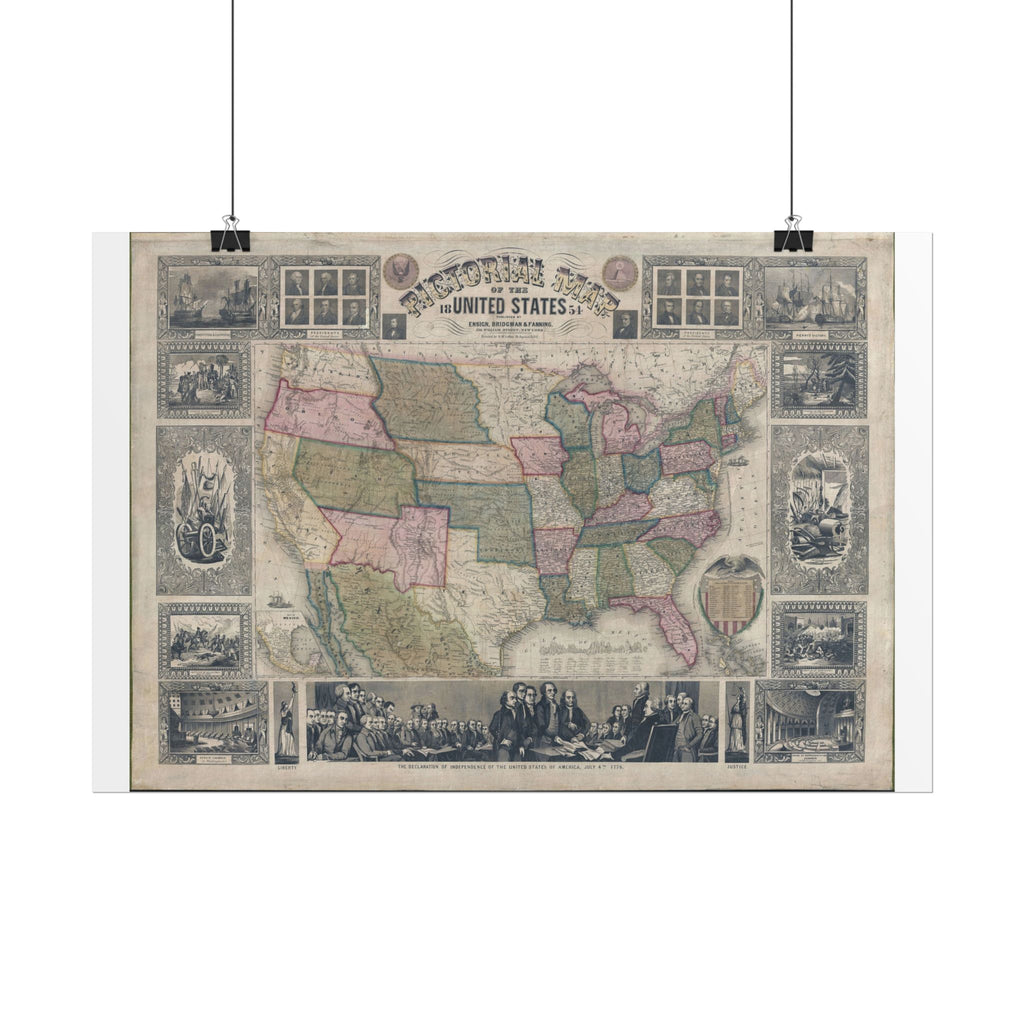 United States of America Historic Map (c. 1854) Rolled Poster | Vintage Map Wall Art