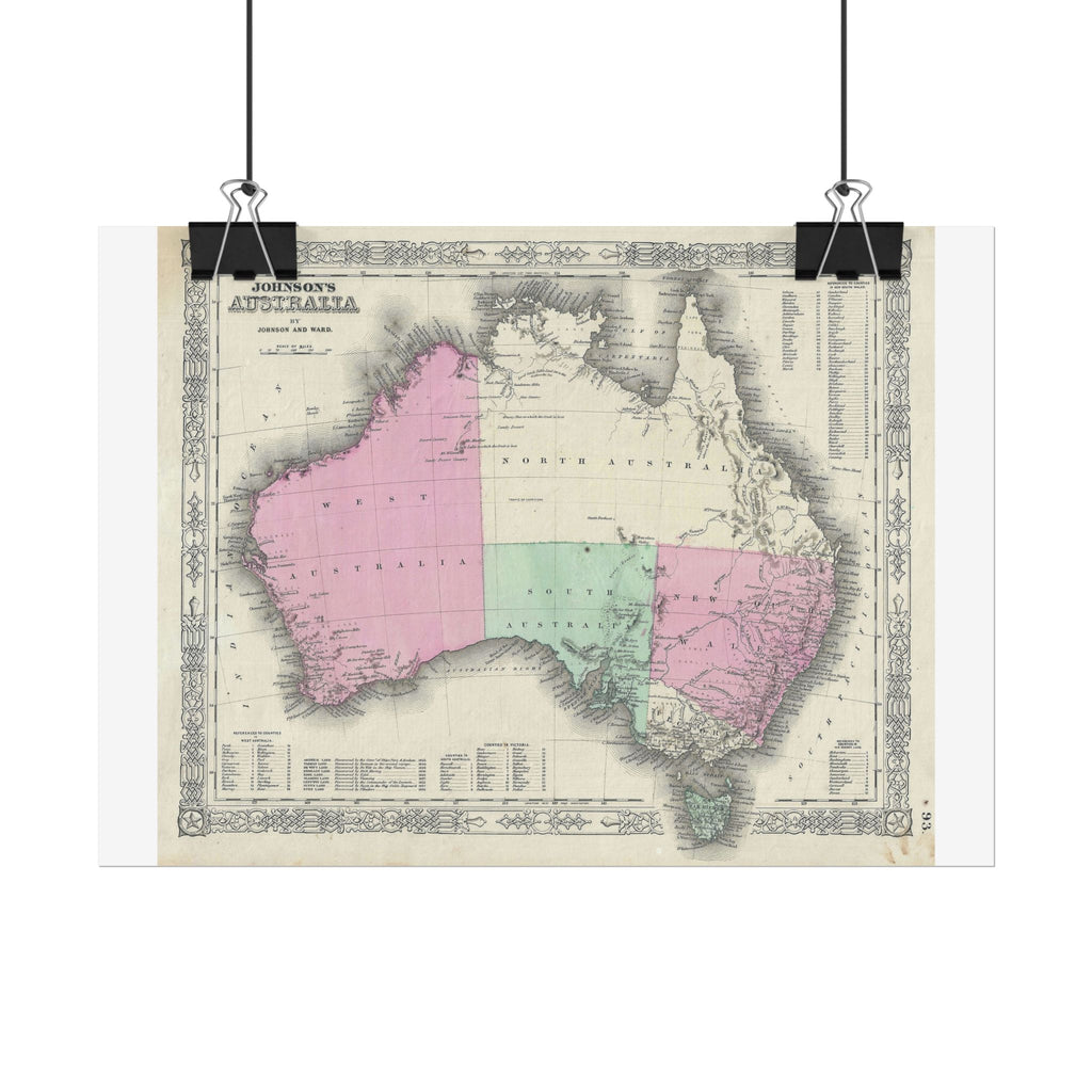 Australia Historic Map (c. 1863) Rolled Poster | Vintage Map Wall Art