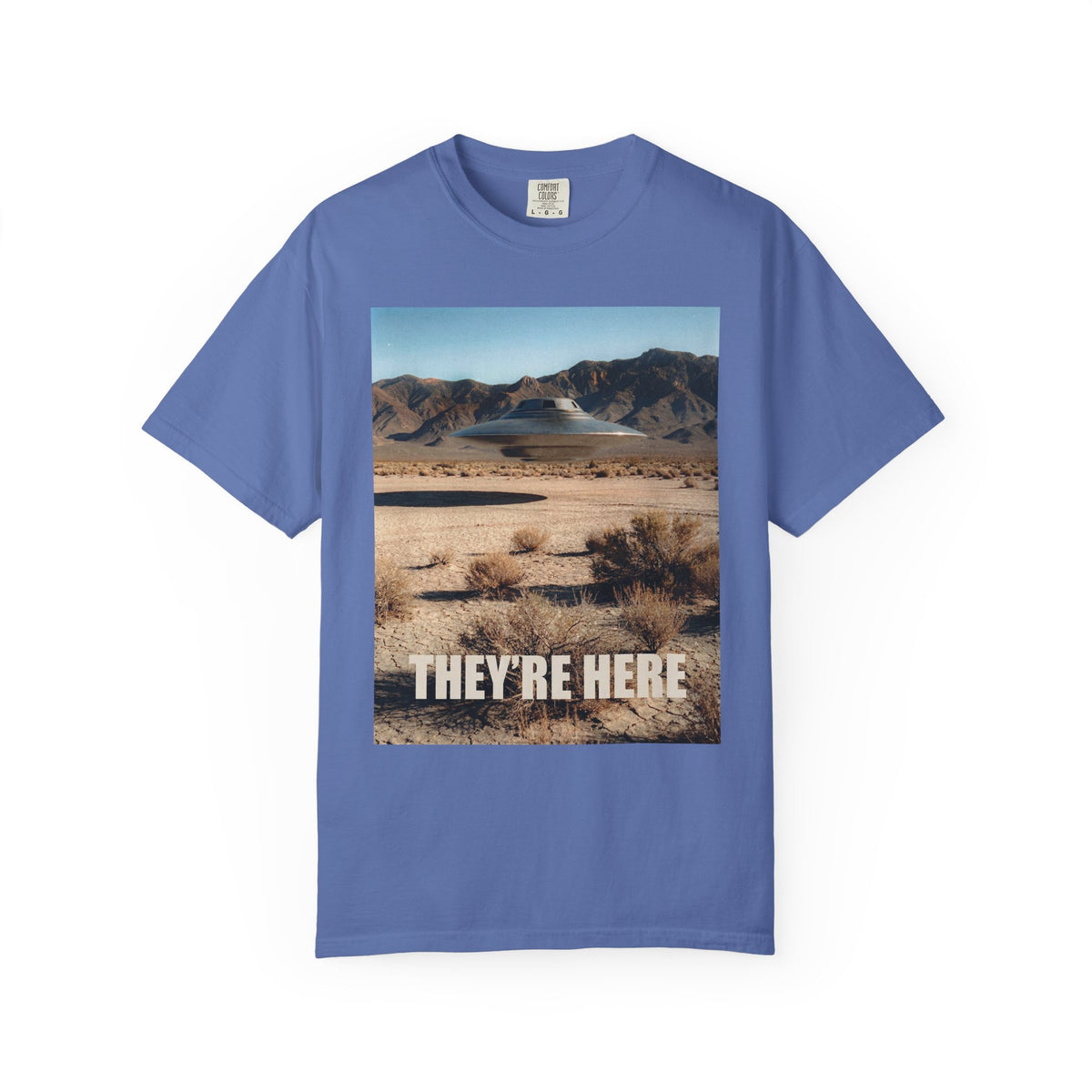 They’re Here S4 Poster UFO Typography T-shirt | Area 51 UAP Tee