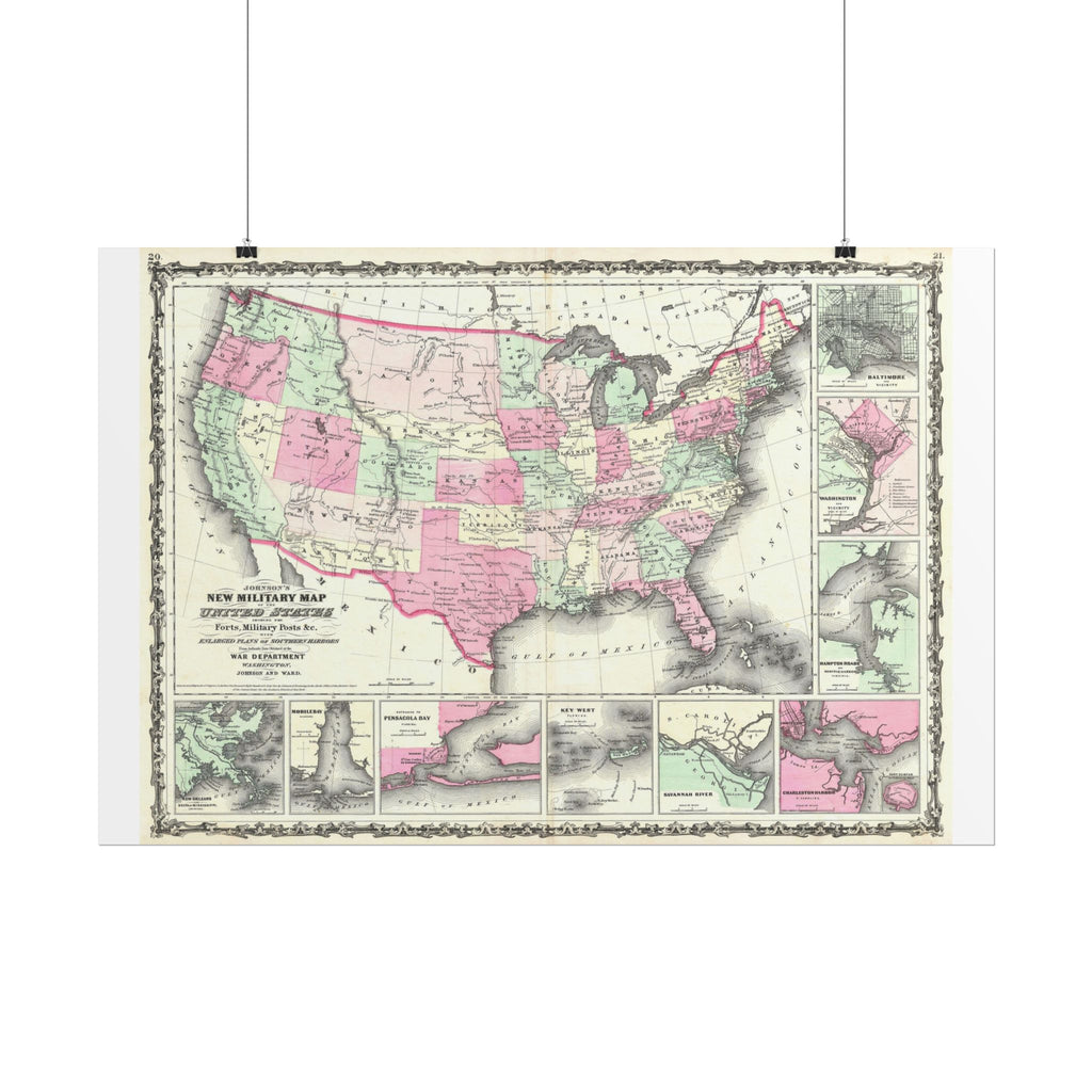 United States of America Historic Military Map (c. 1863) Rolled Poster | Vintage Map Wall Art