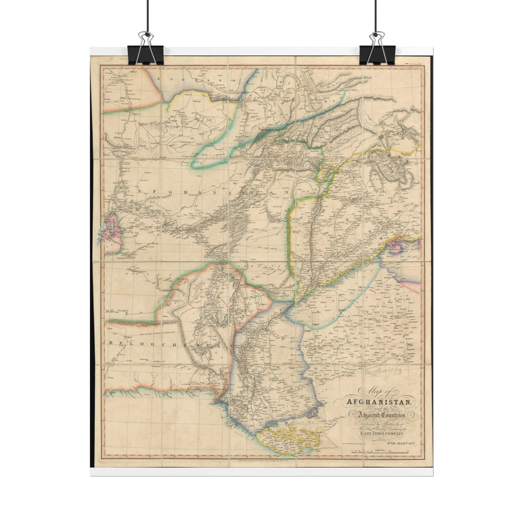 Afghanistan Antique Map (c. 1842) Rolled Poster | Vintage World Map Print