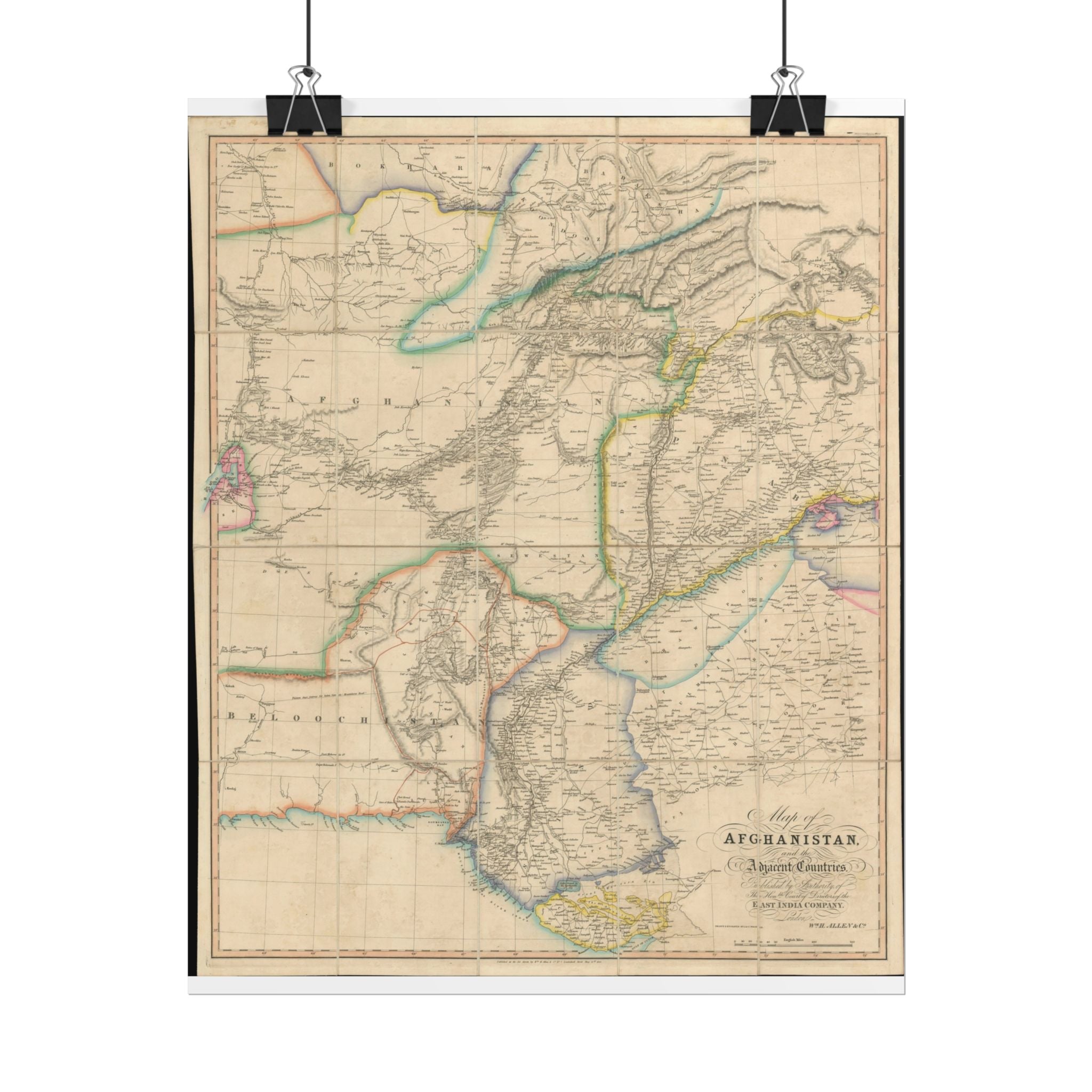 Afghanistan Antique Map (c. 1842) Rolled Poster | Vintage World Map Print