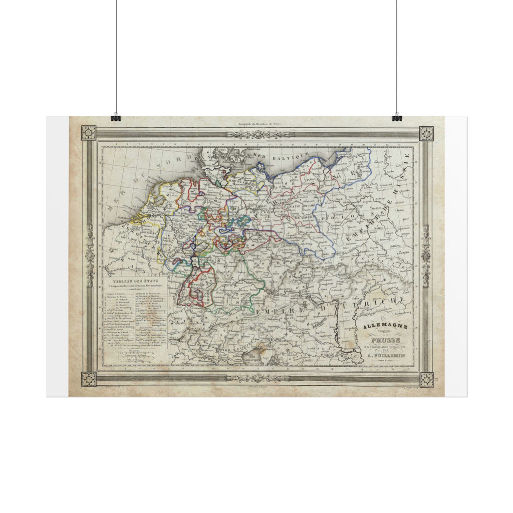 Germany Prussia Historic Map (c. 1852) Rolled Poster | Vintage Map Wall Art