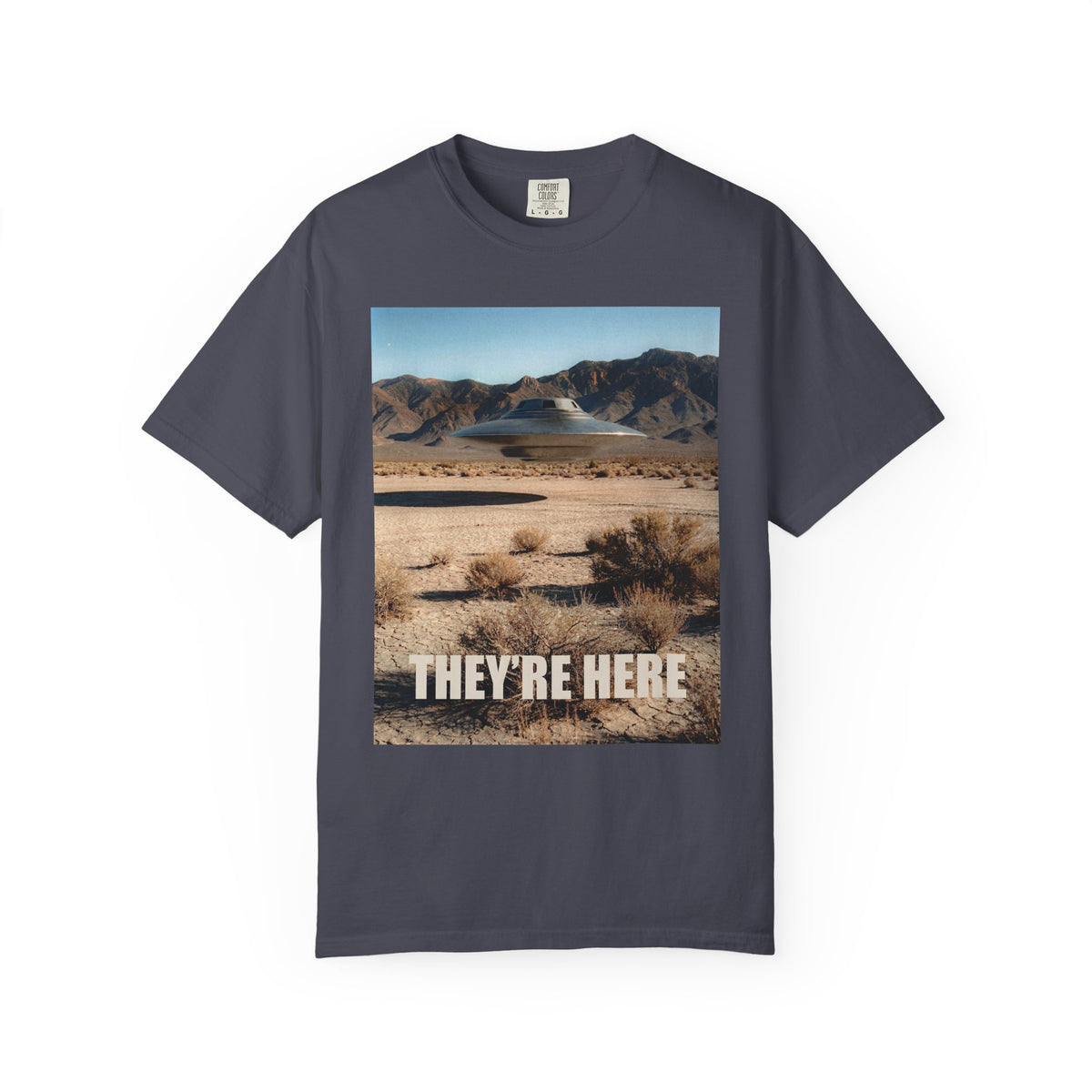 They’re Here S4 Poster UFO Typography T-shirt | Area 51 UAP Tee