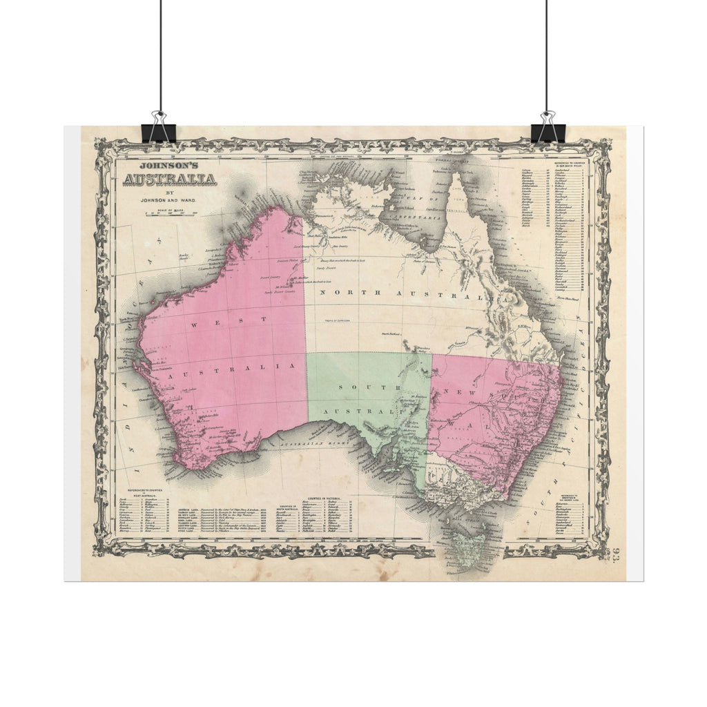 Australia Historic Map (c. 1862) Rolled Poster | Vintage Map Wall Art