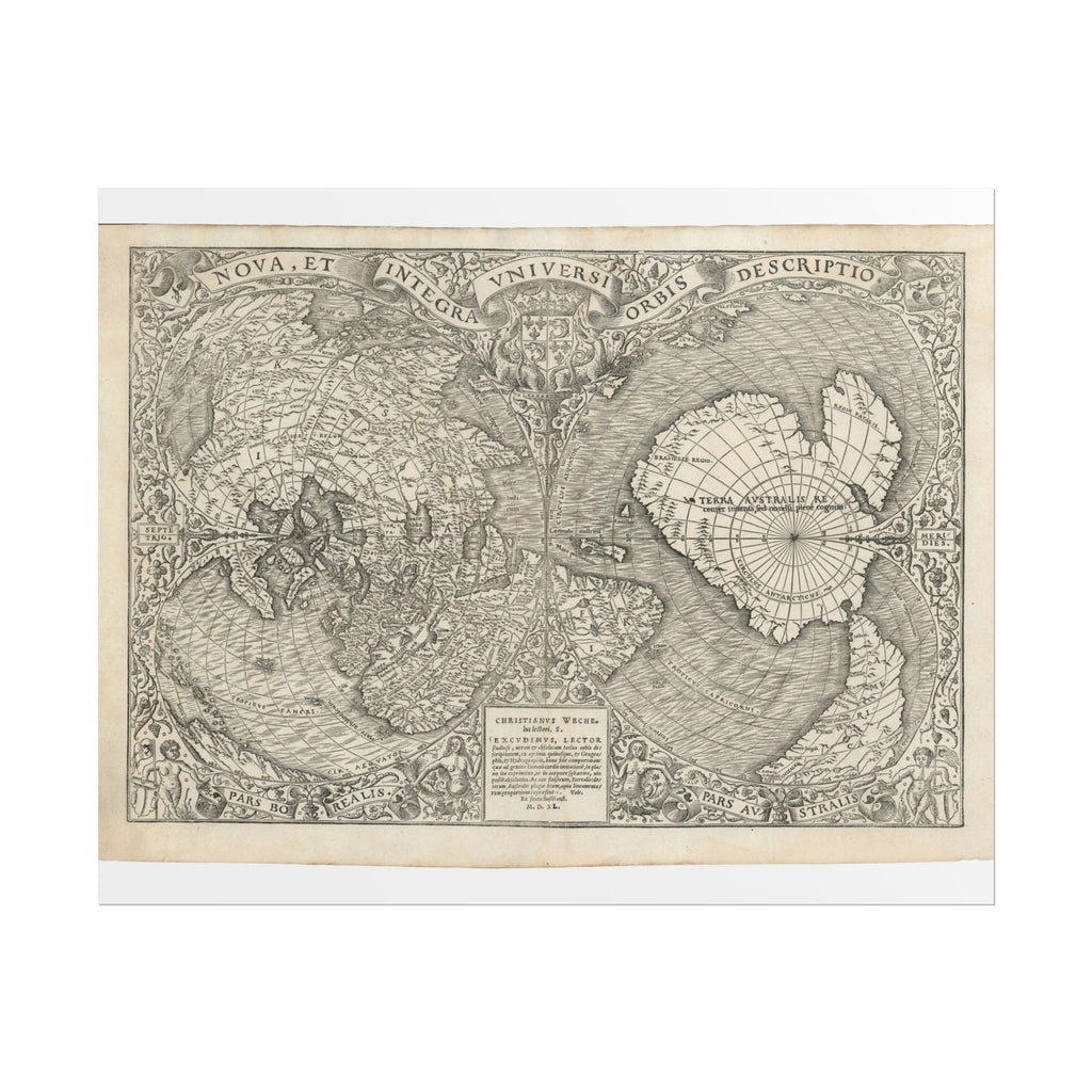 World Atlas Historic Map (c. 1540) Rolled Poster | Vintage Map Wall Art