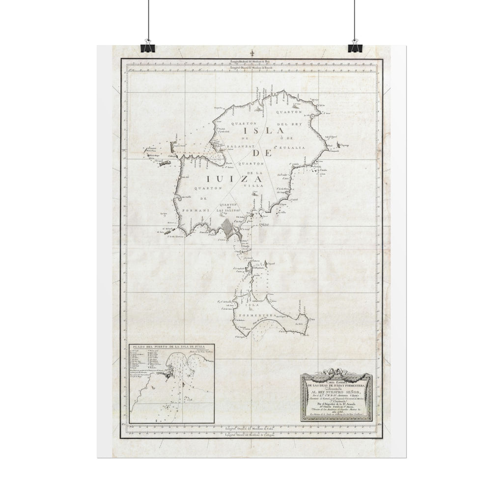 Ibiza, Spain Historic City Map (c. 1786) Rolled Poster | Vintage Map Wall Art
