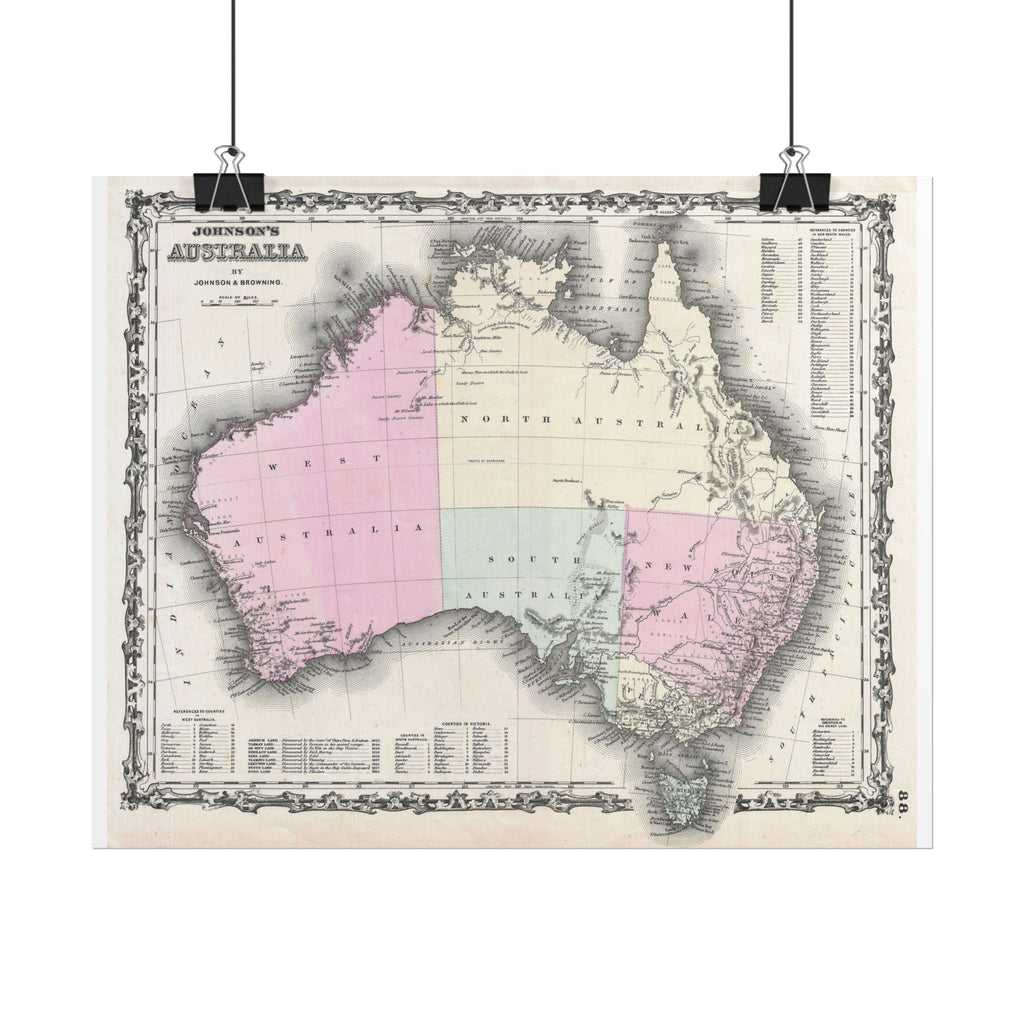 Australia Historic Map (c. 1861) Rolled Poster | Vintage Map Wall Art