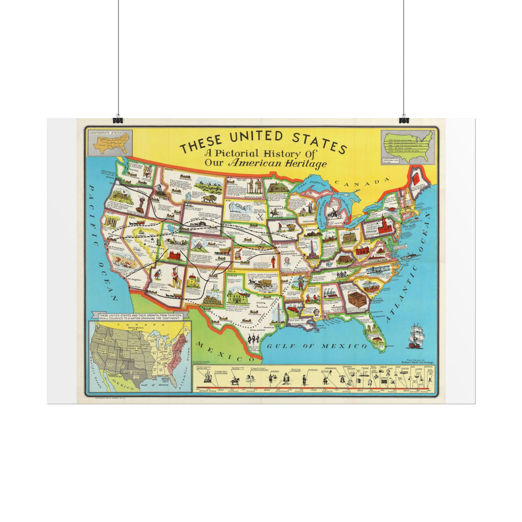 United States of America Historic Map (c. 1949) Rolled Poster | Vintage Map Wall Art
