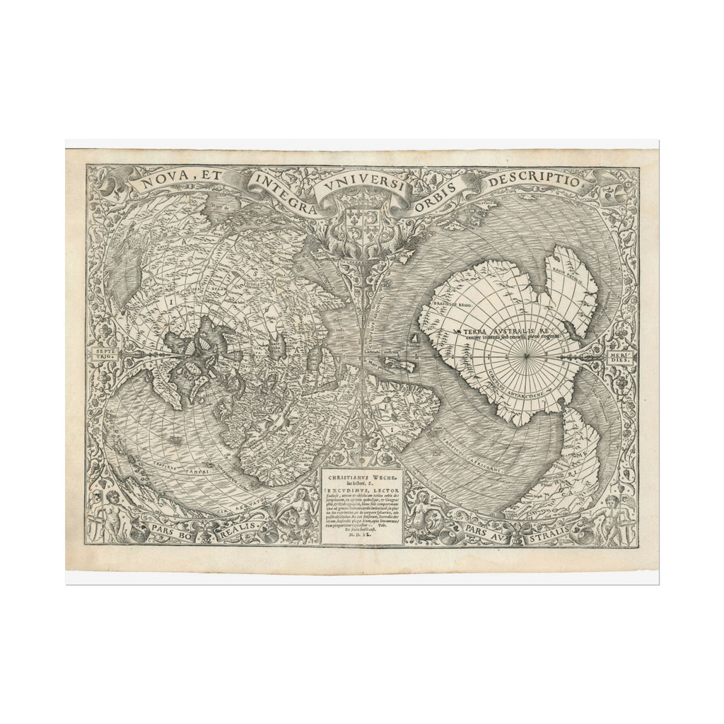 World Atlas Historic Map (c. 1540) Rolled Poster | Vintage Map Wall Art