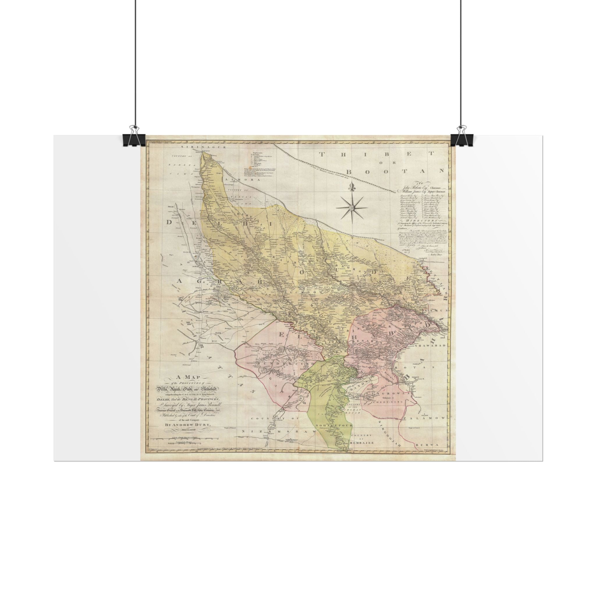 Delhi, India Historic City Map (c. 1777) Rolled Poster | Vintage Map Wall Art