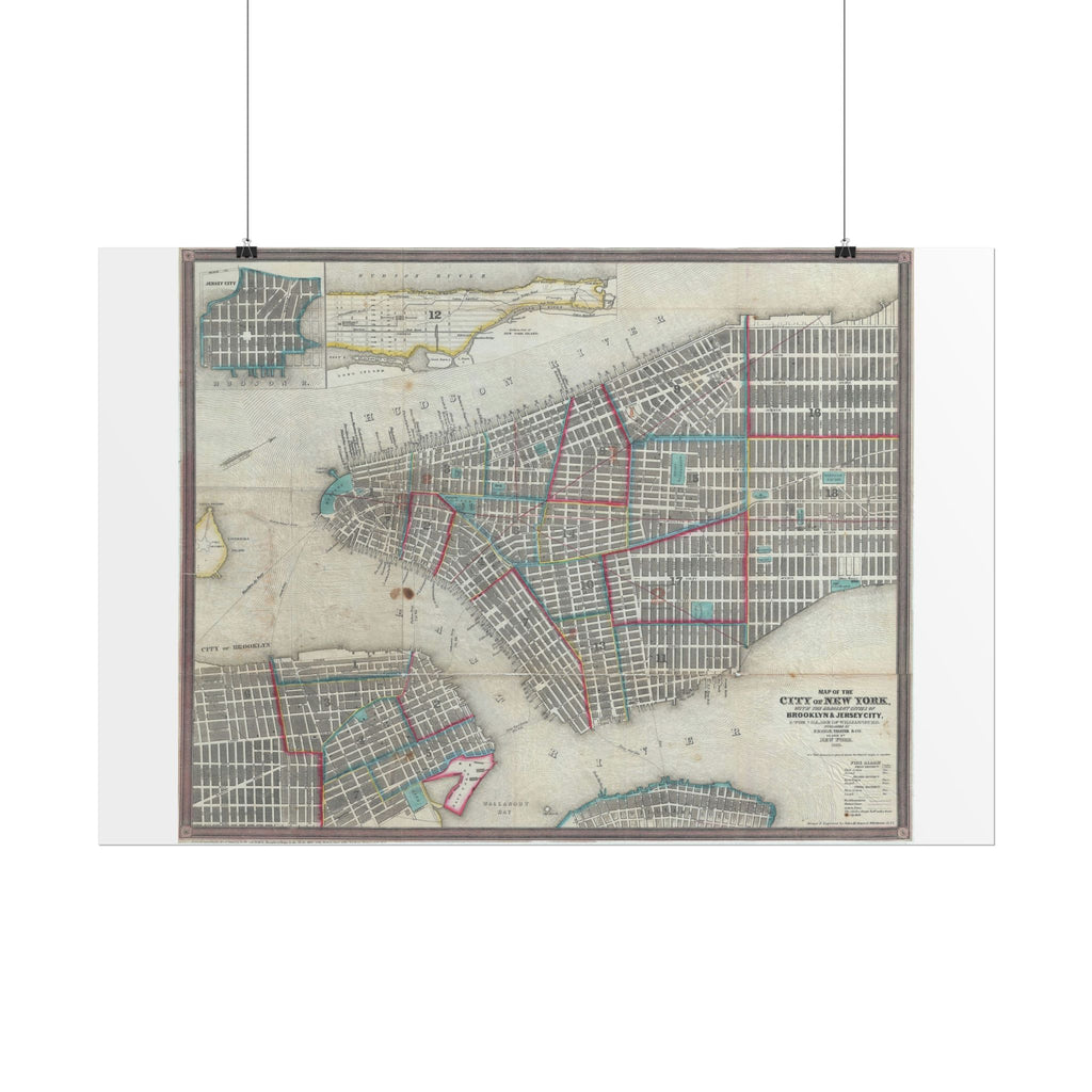 New York City (c. 1850) Historic City Map Rolled Poster | Vintage Map Wall Art