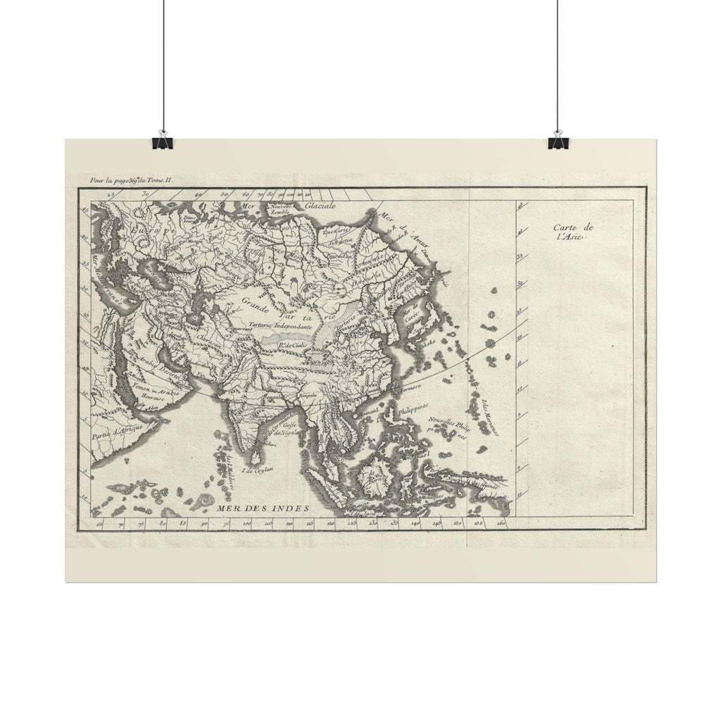 Asia Historic World Map (c. 1790) Rolled Poster | Antique State Map Wall Art