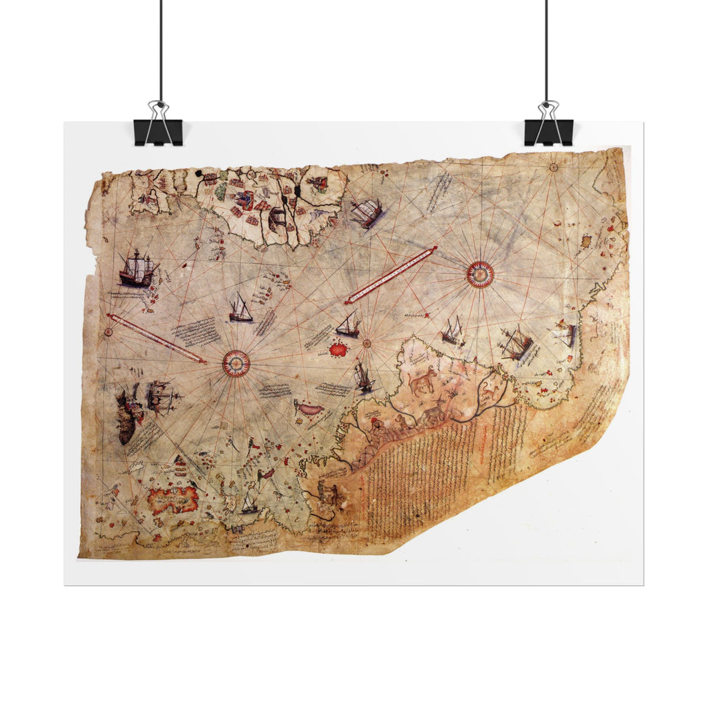 Piri Reis World Map (c. 1513) Rolled Posters | Antique Ottoman Map Print