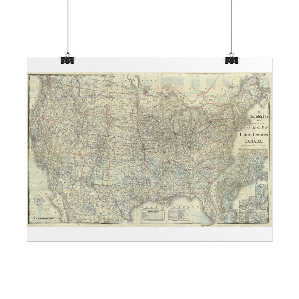 United States of America Historic Map (c. 1883) Rolled Poster | Vintage Map Wall Art