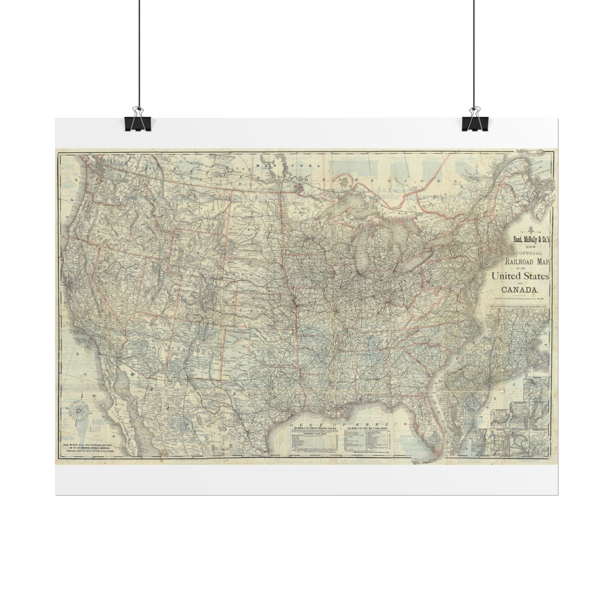 United States of America Historic Map (c. 1883) Rolled Poster | Vintage Map Wall Art