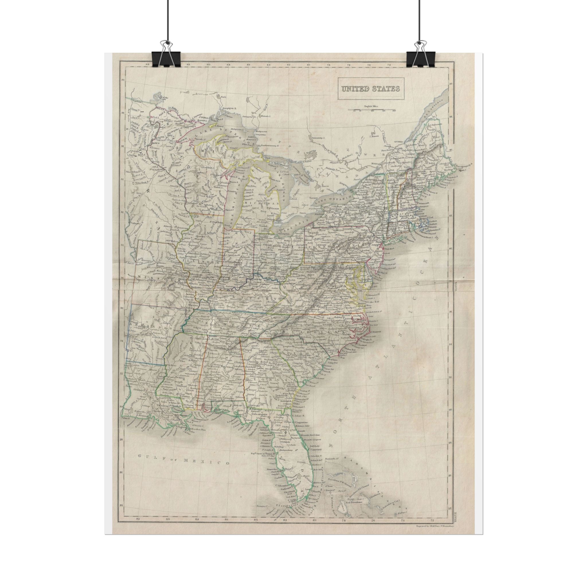 United States of America Historic Map (c. 1840) Rolled Poster | Vintage Map Wall Art