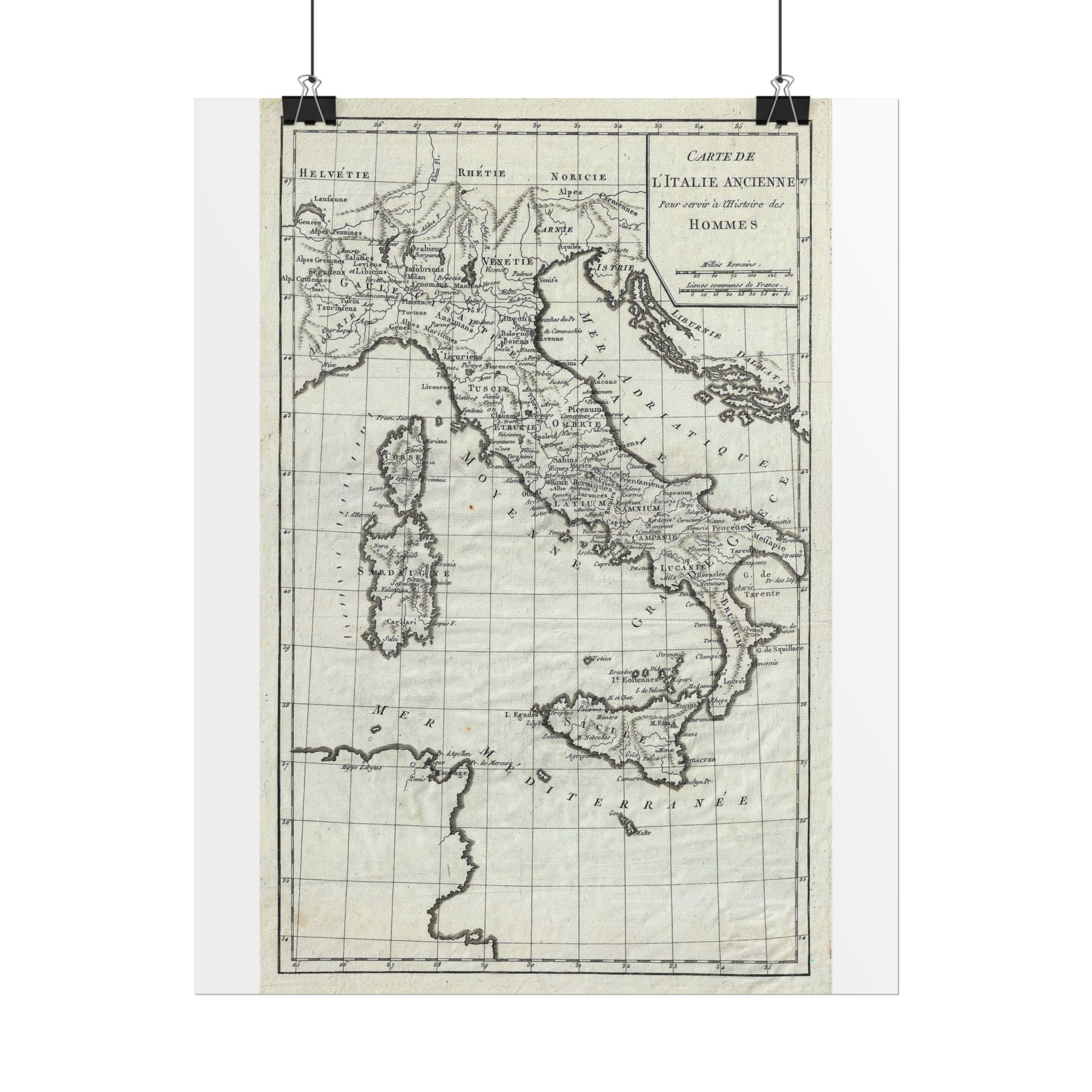 Italy Historic Map (c. 1770) Rolled Poster | Vintage Map Wall Art