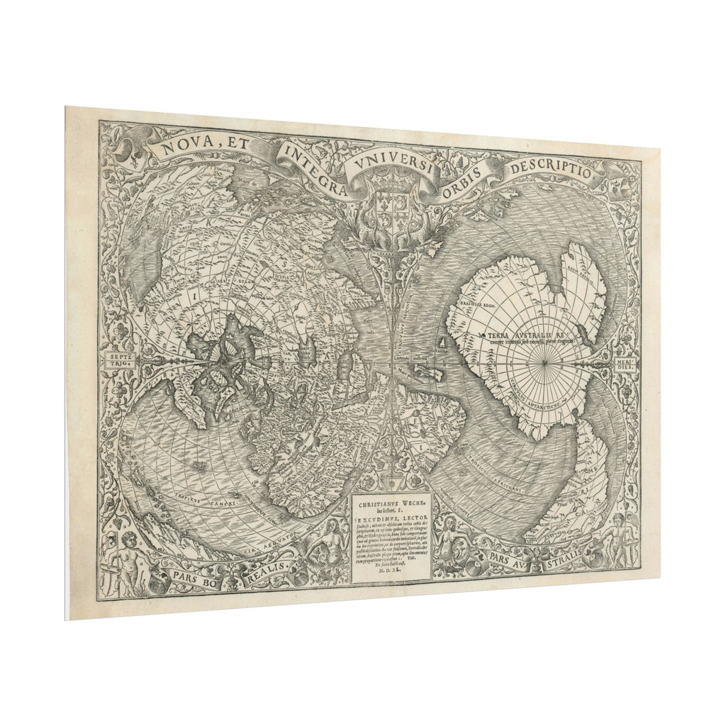 World Atlas Historic Map (c. 1540) Rolled Poster | Vintage Map Wall Art
