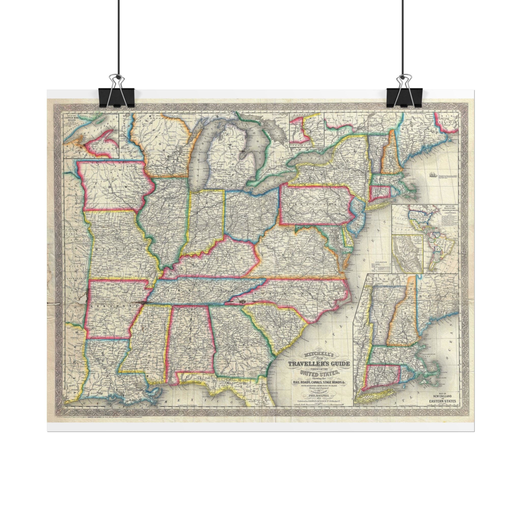 United States of America Historic Map (c. 1857) Rolled Poster | Vintage Map Wall Art