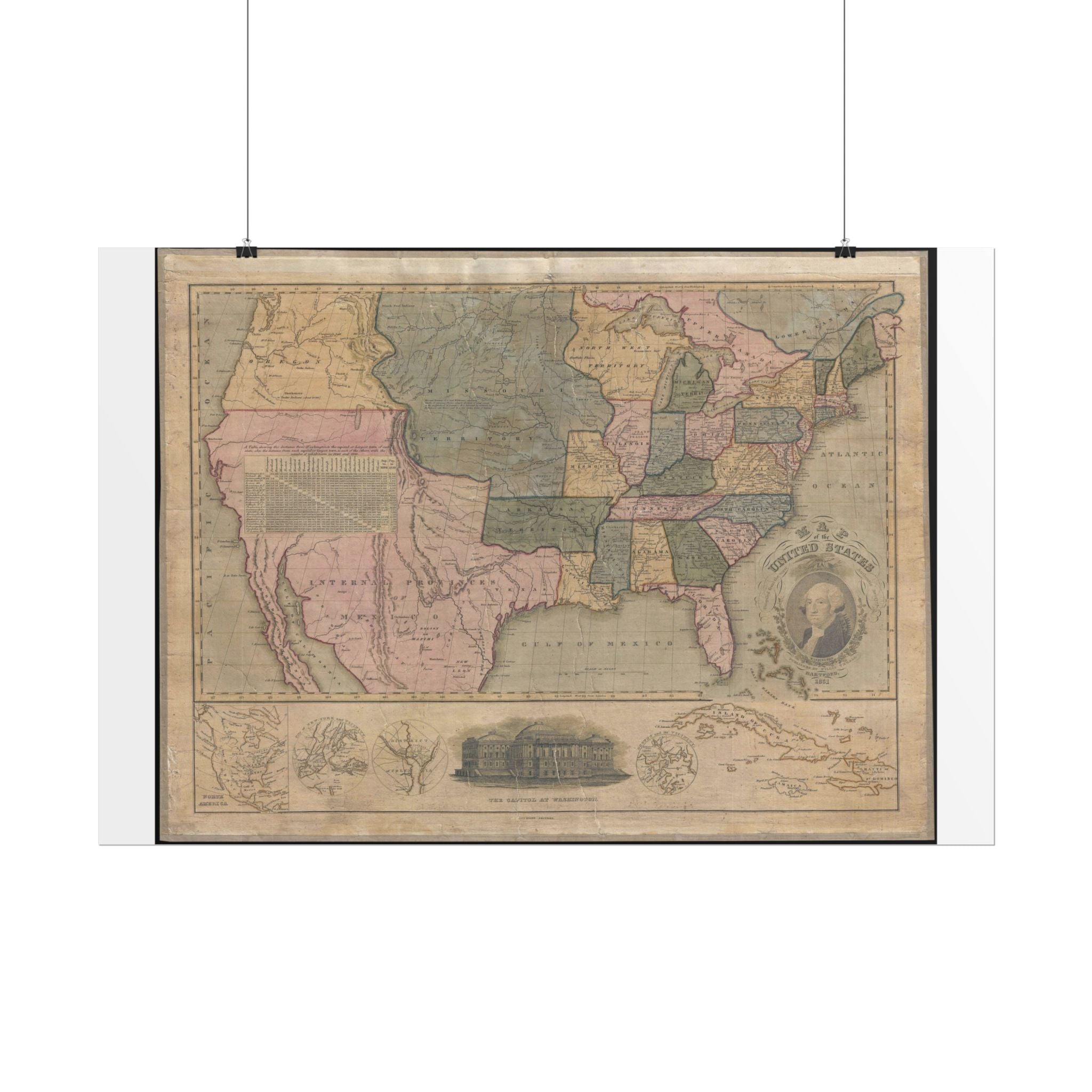 United States of America Historic Map (c. 1831) Rolled Poster | Vintage Map Wall Art