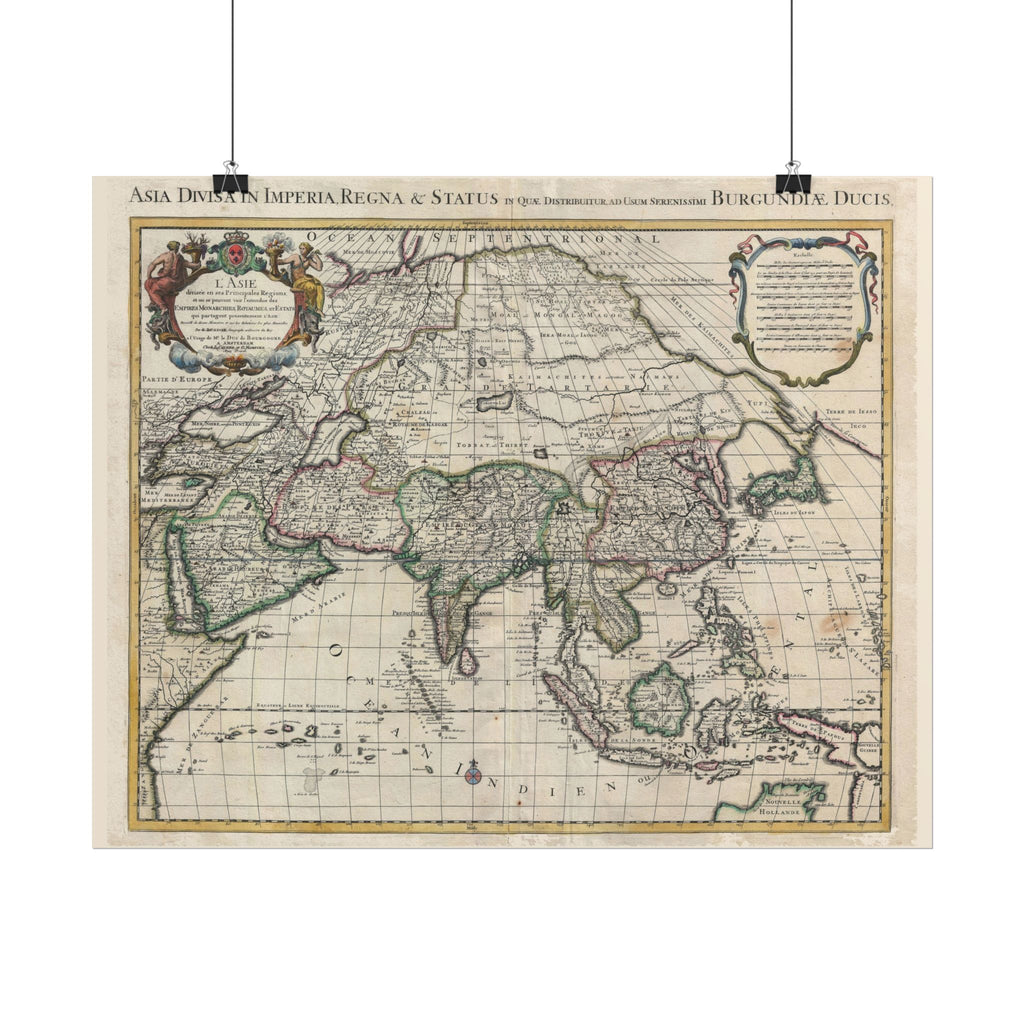 Asia and Grande Tartarie Historic World Map (c. 1730) Rolled Poster | Antique State Map Wall Art