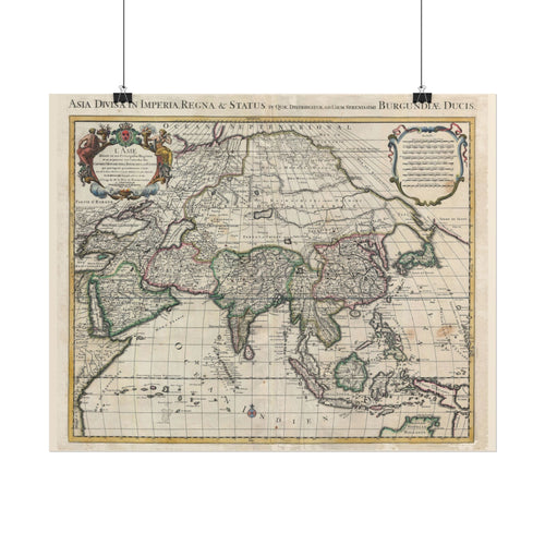 Asia and Grande Tartarie Historic World Map (c. 1730) Rolled Poster | Antique State Map Wall Art