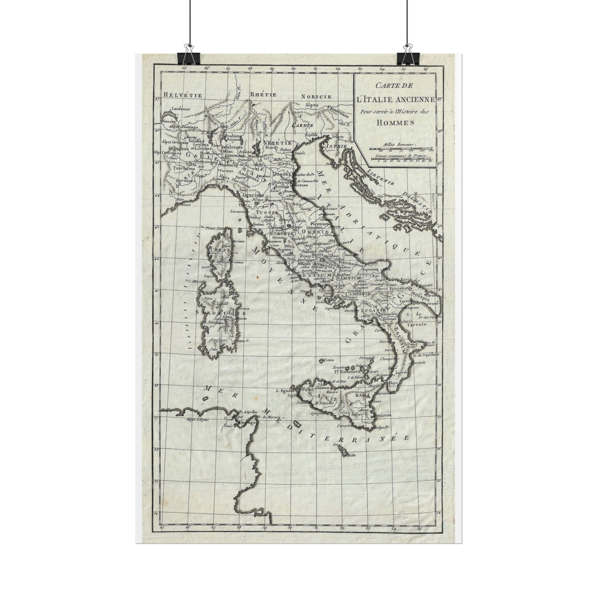 Italy Historic Map (c. 1770) Rolled Poster | Vintage Map Wall Art
