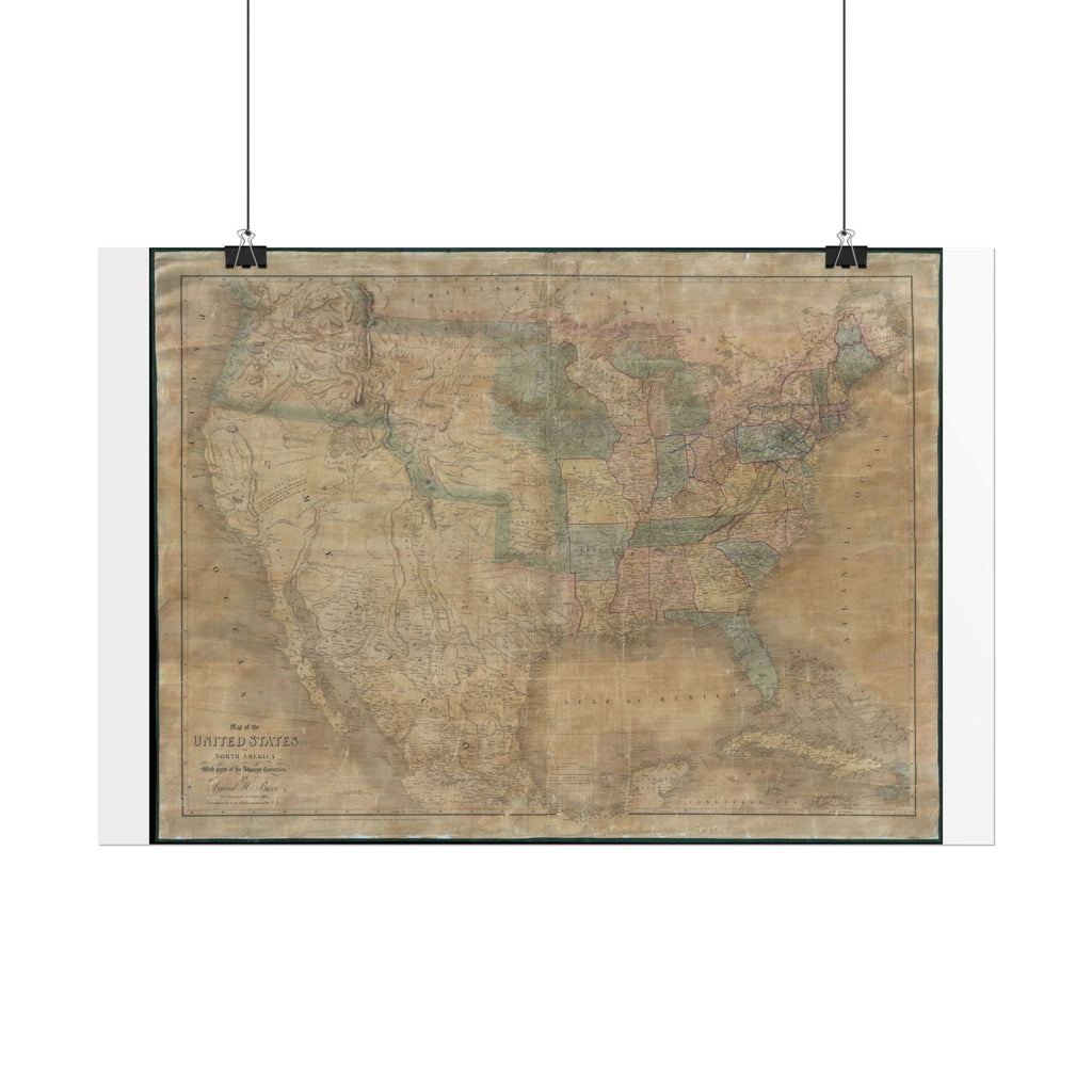 United States of America Historic Map (c. 1839) Rolled Poster | Vintage Map Wall Art
