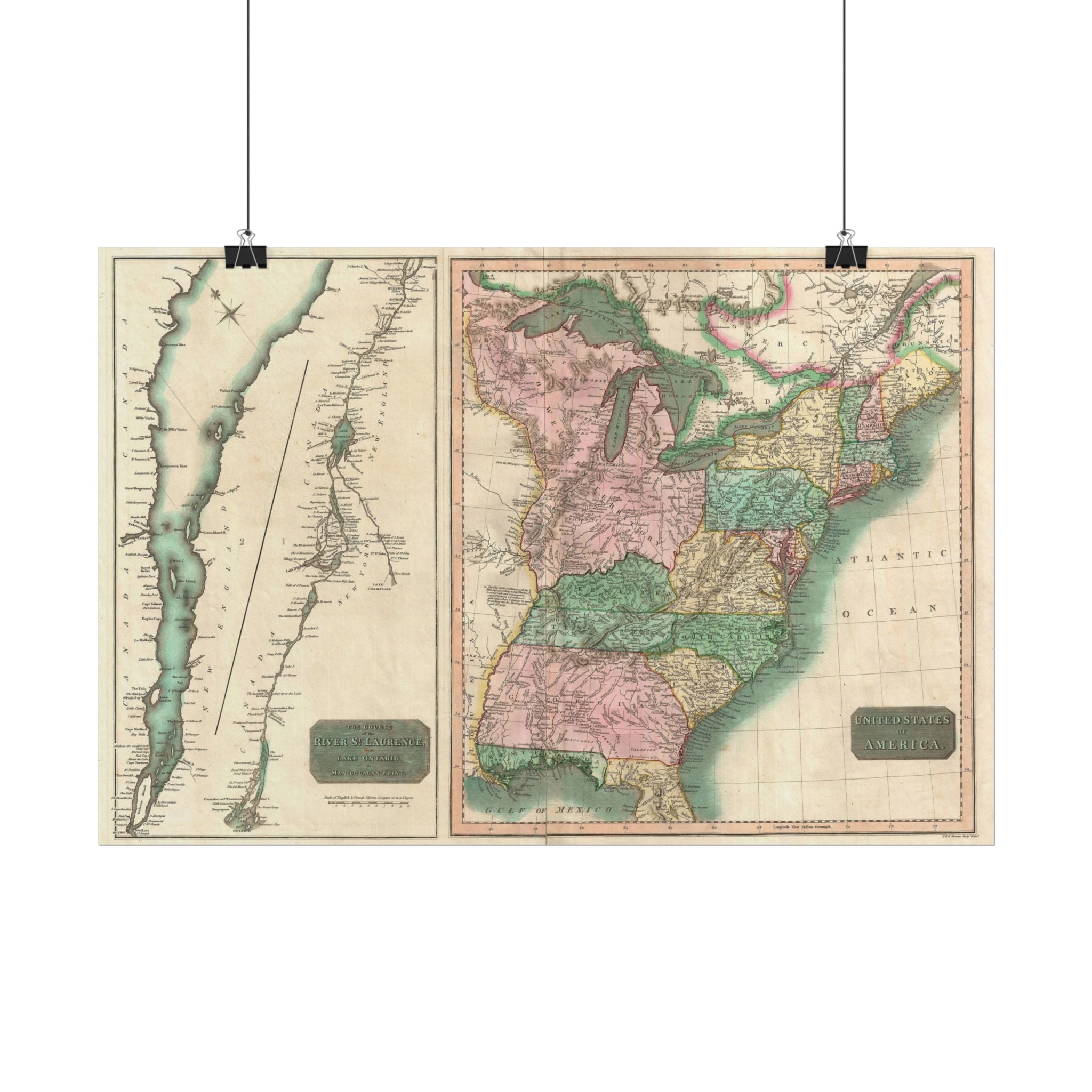 United States of America Historic Map (c. 1814) Rolled Poster | Vintage Map Wall Art