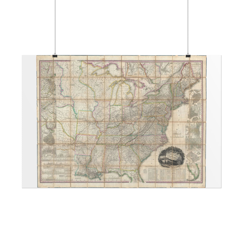 United States of America Historic Map (c. 1829) Rolled Poster | Vintage Map Wall Art