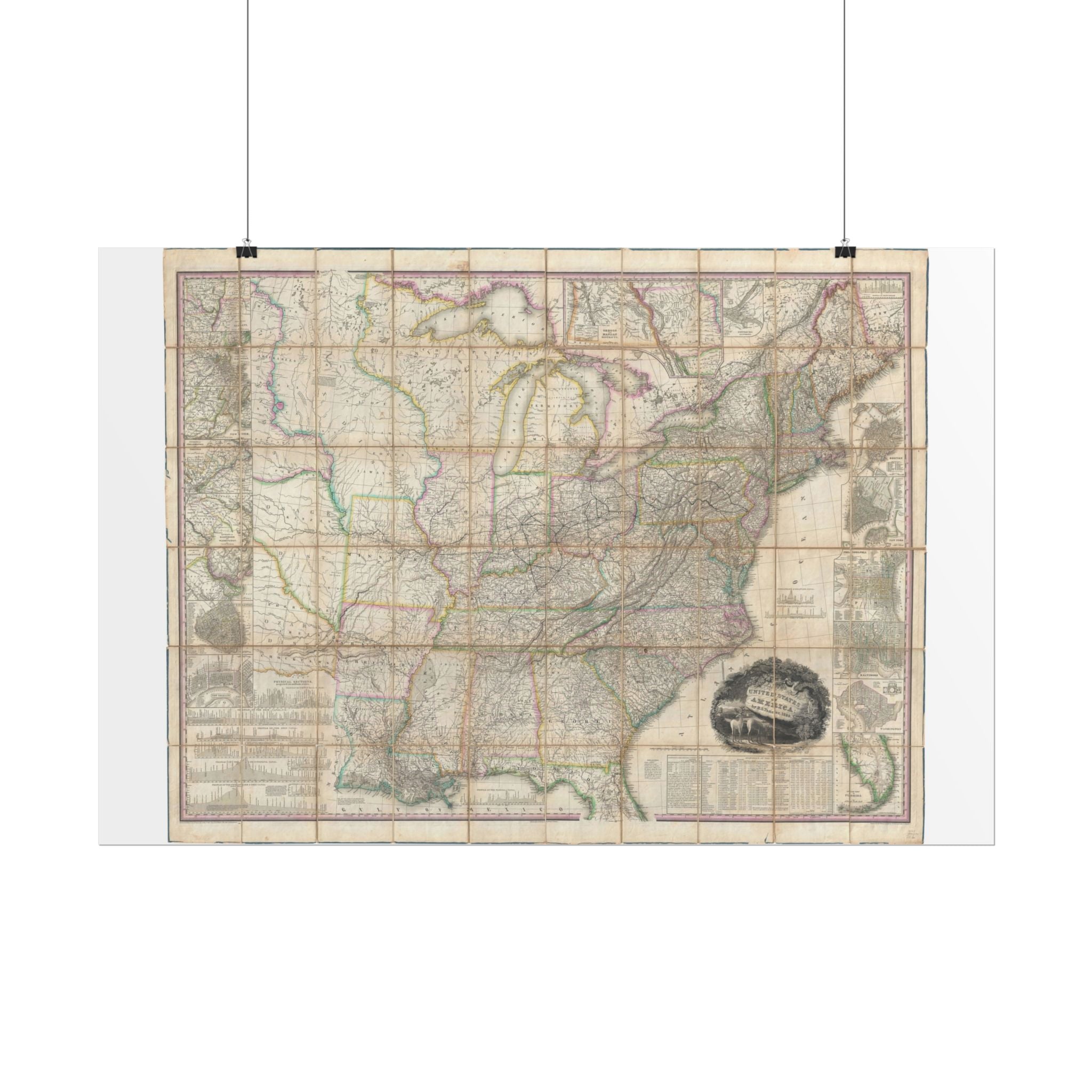 United States of America Historic Map (c. 1829) Rolled Poster | Vintage Map Wall Art