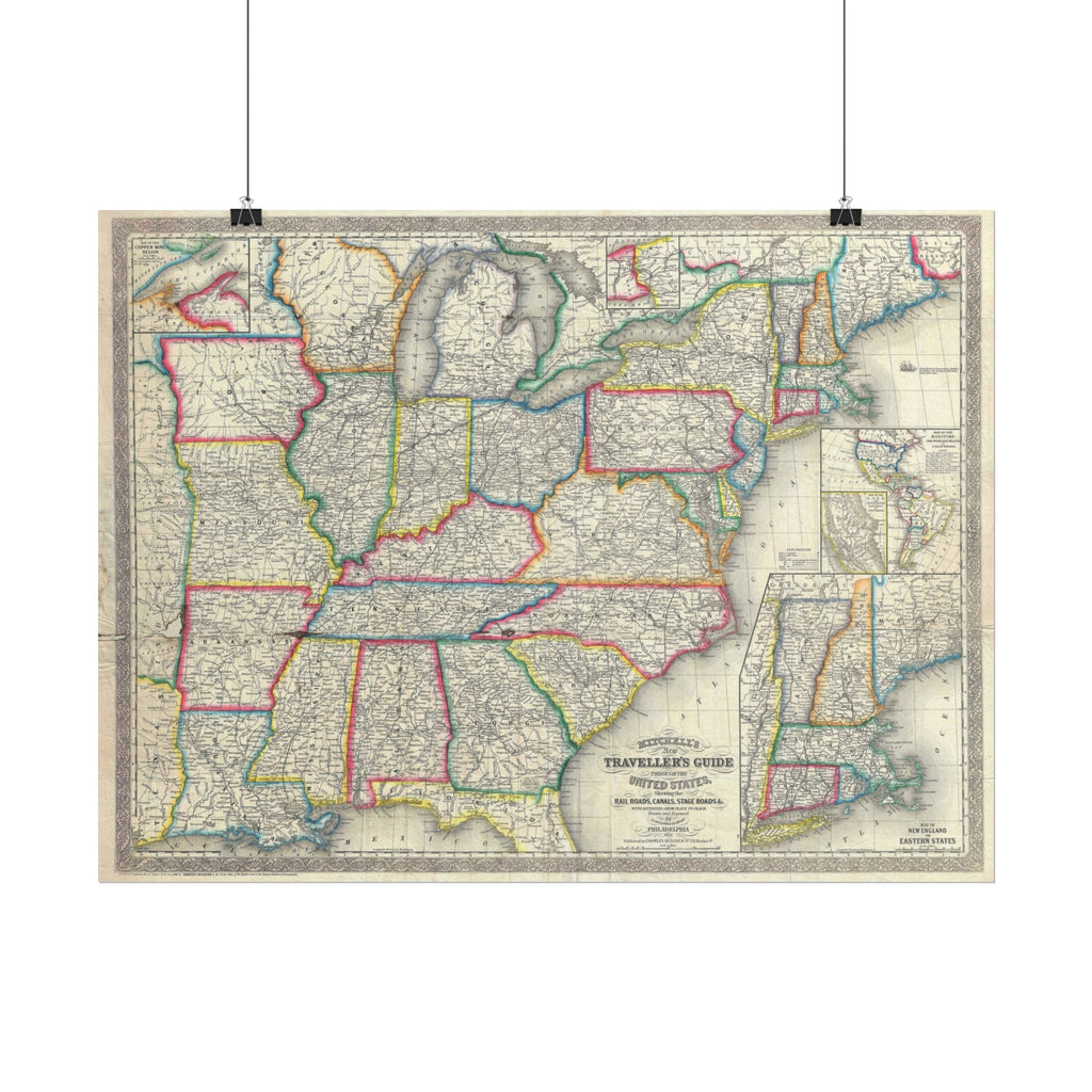 United States of America Historic Map (c. 1857) Rolled Poster | Vintage Map Wall Art
