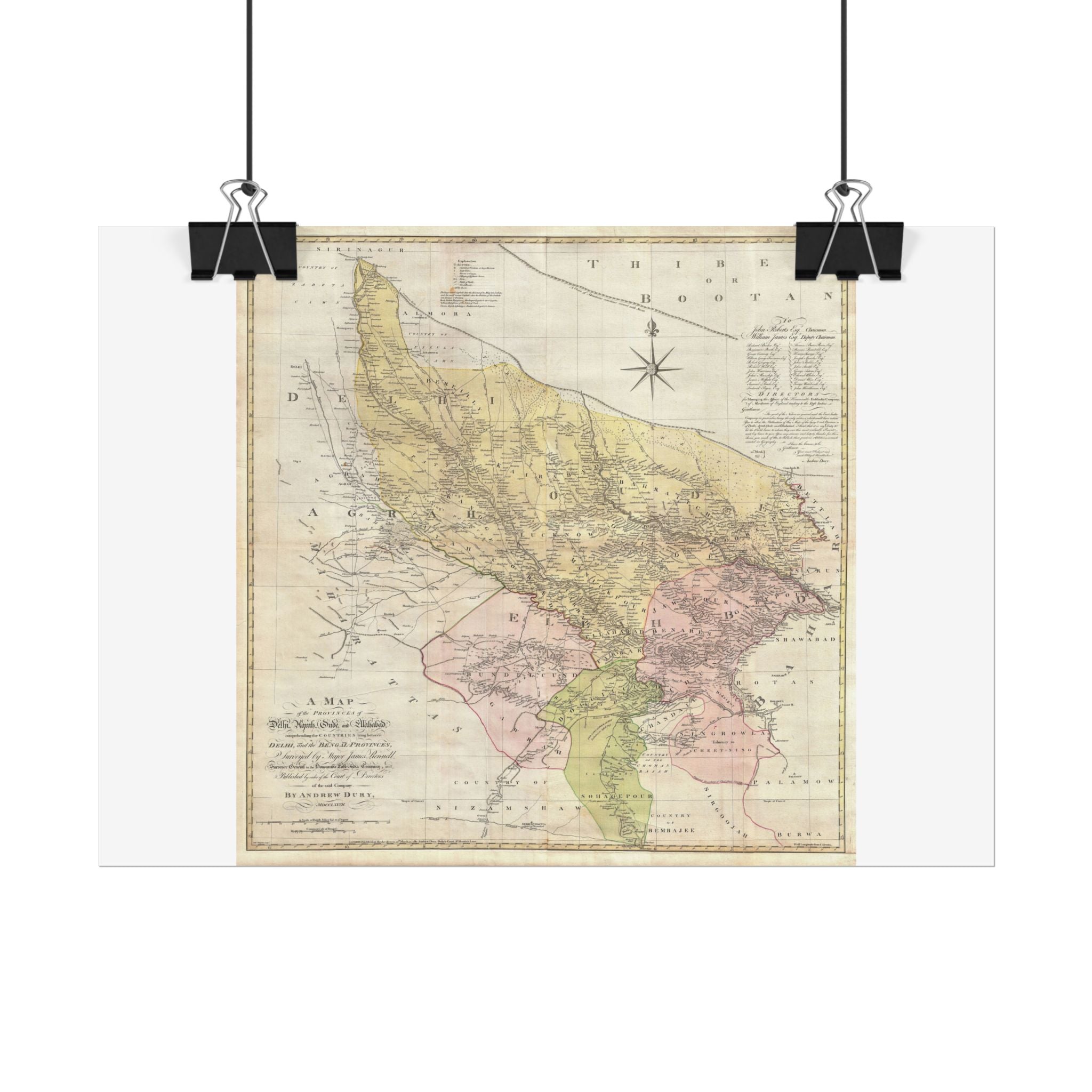 Delhi, India Historic City Map (c. 1777) Rolled Poster | Vintage Map Wall Art