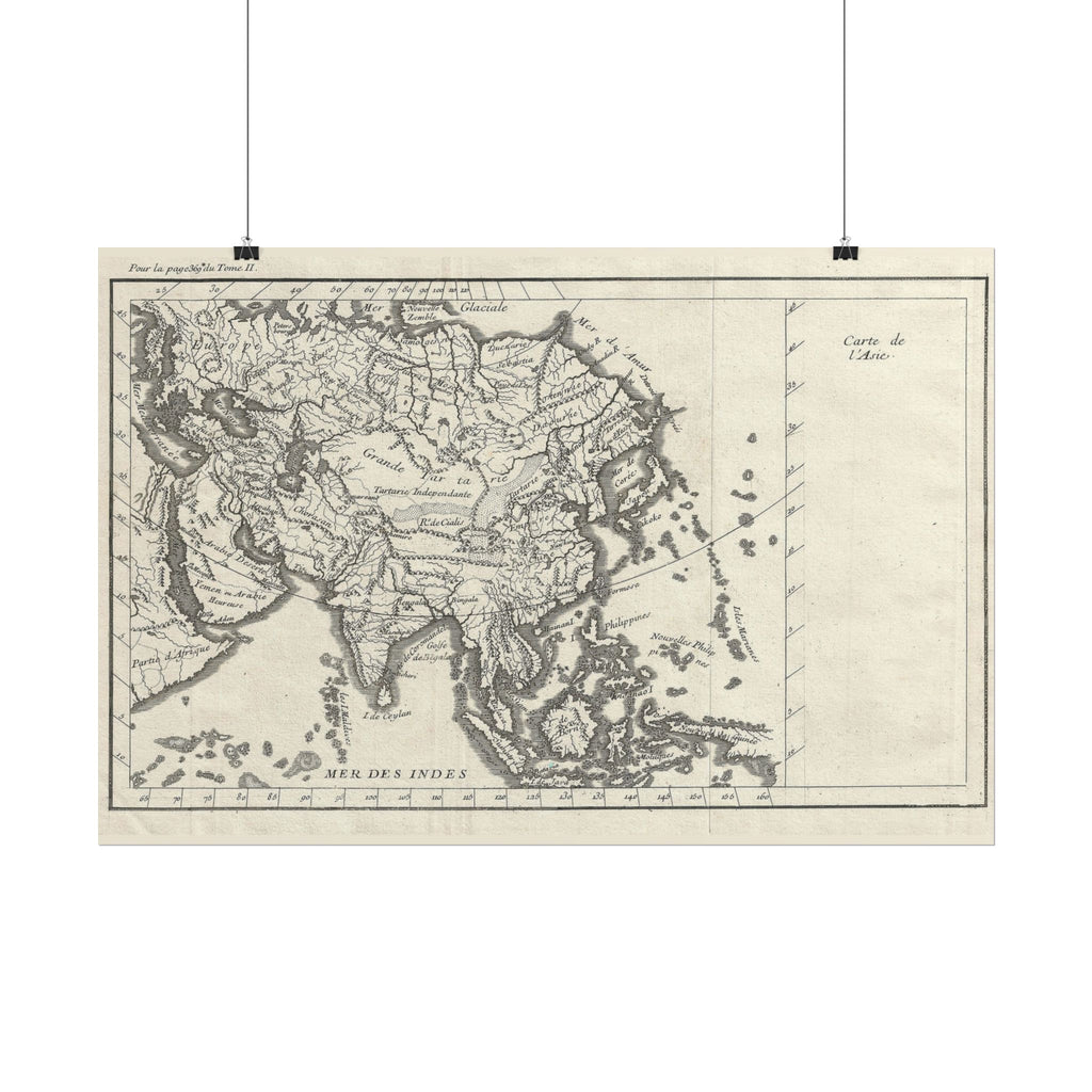 Asia Historic World Map (c. 1790) Rolled Poster | Antique State Map Wall Art