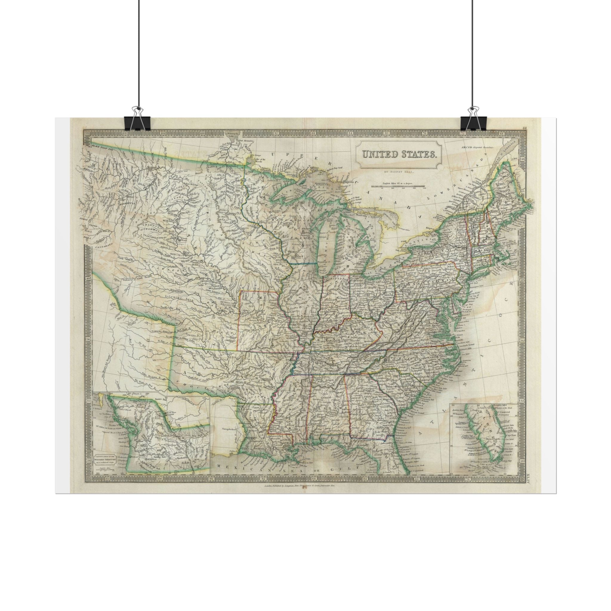 United States of America Historic Map (c. 1835) Rolled Poster | Vintage Map Wall Art